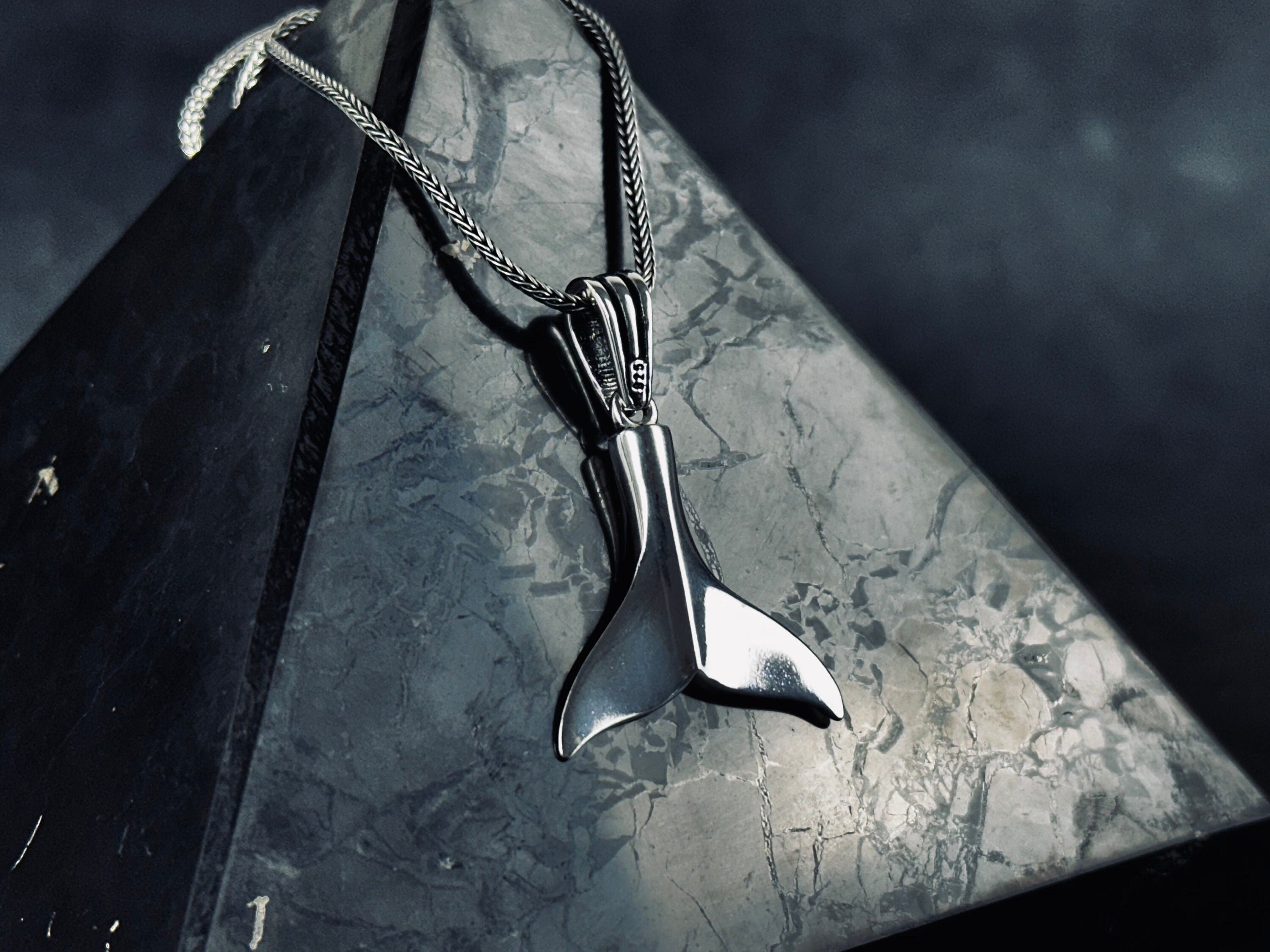 Ocean-Inspired Silver Whale Tail Necklace - Delicate Pendant