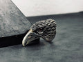 Eagle Head Ring: Large Sterling Silver - Hand-Engraved Detail
