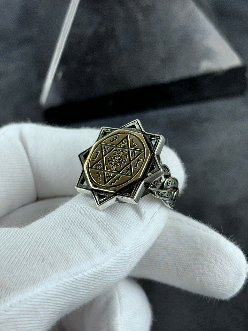 Solomon Seal Ring: Sterling Silver Statement Jewelry (Octagonal Star)