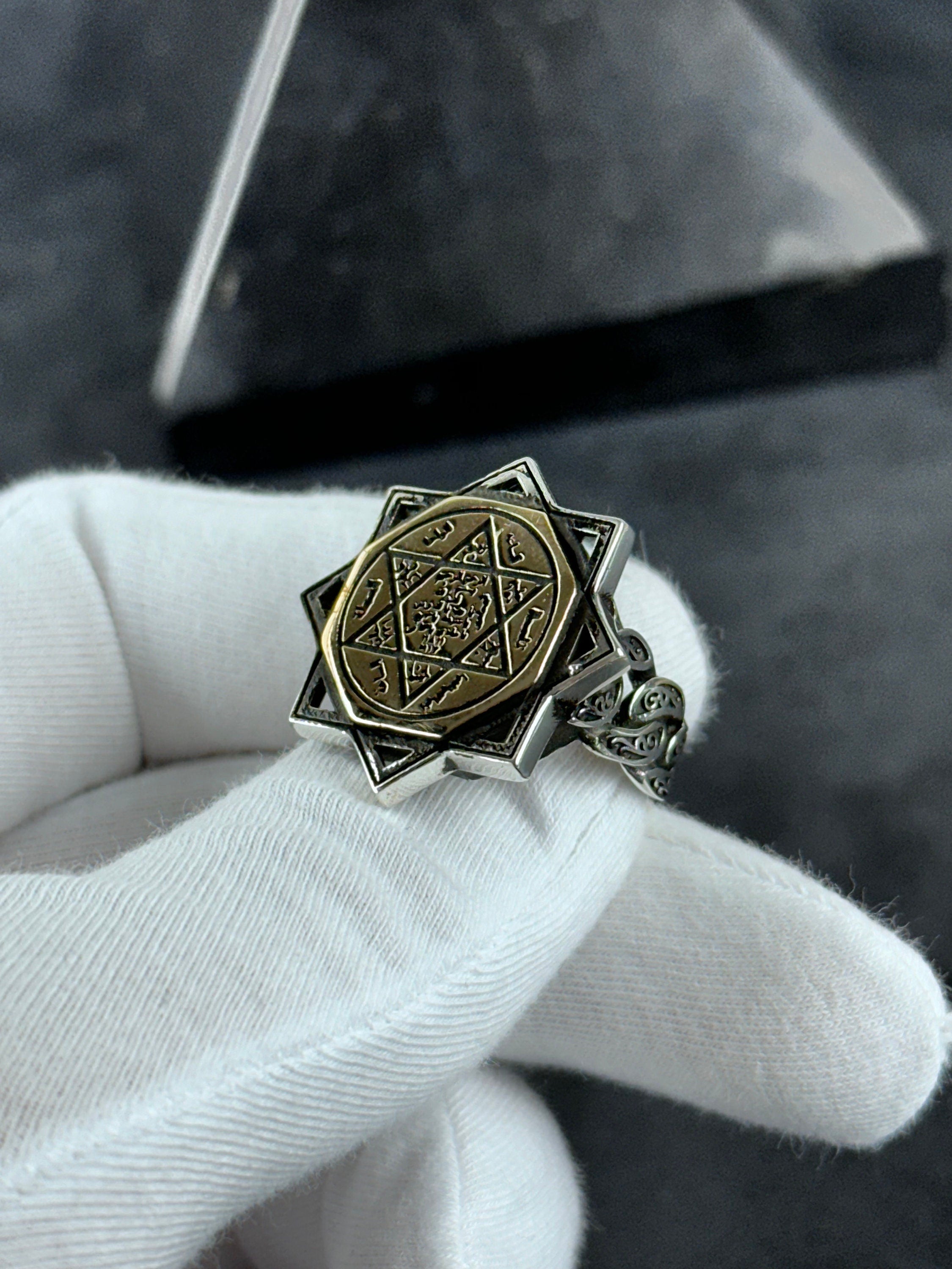 Solomon Seal Ring: Sterling Silver Statement Jewelry (Octagonal Star)