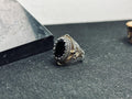 Black Zircon Men’s Ring - Unique Handmade Turkish Silver