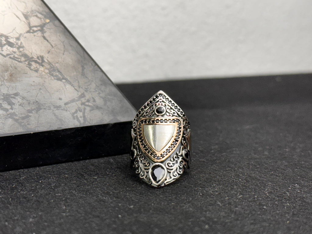 Oxidized Archer Ring - Adjustable Sterling Silver Thumb Band