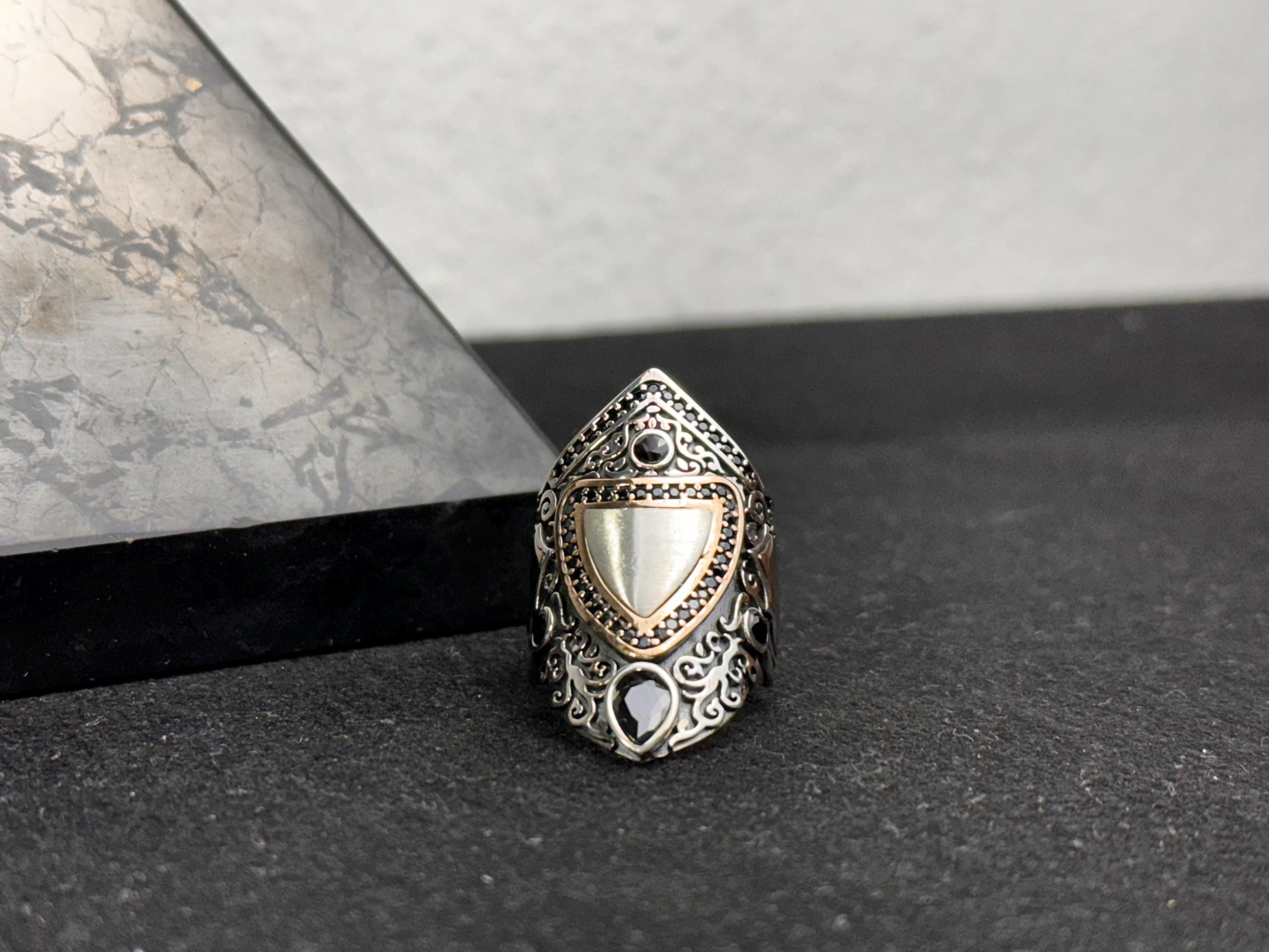 Oxidized Archer Ring - Adjustable Sterling Silver Thumb Band