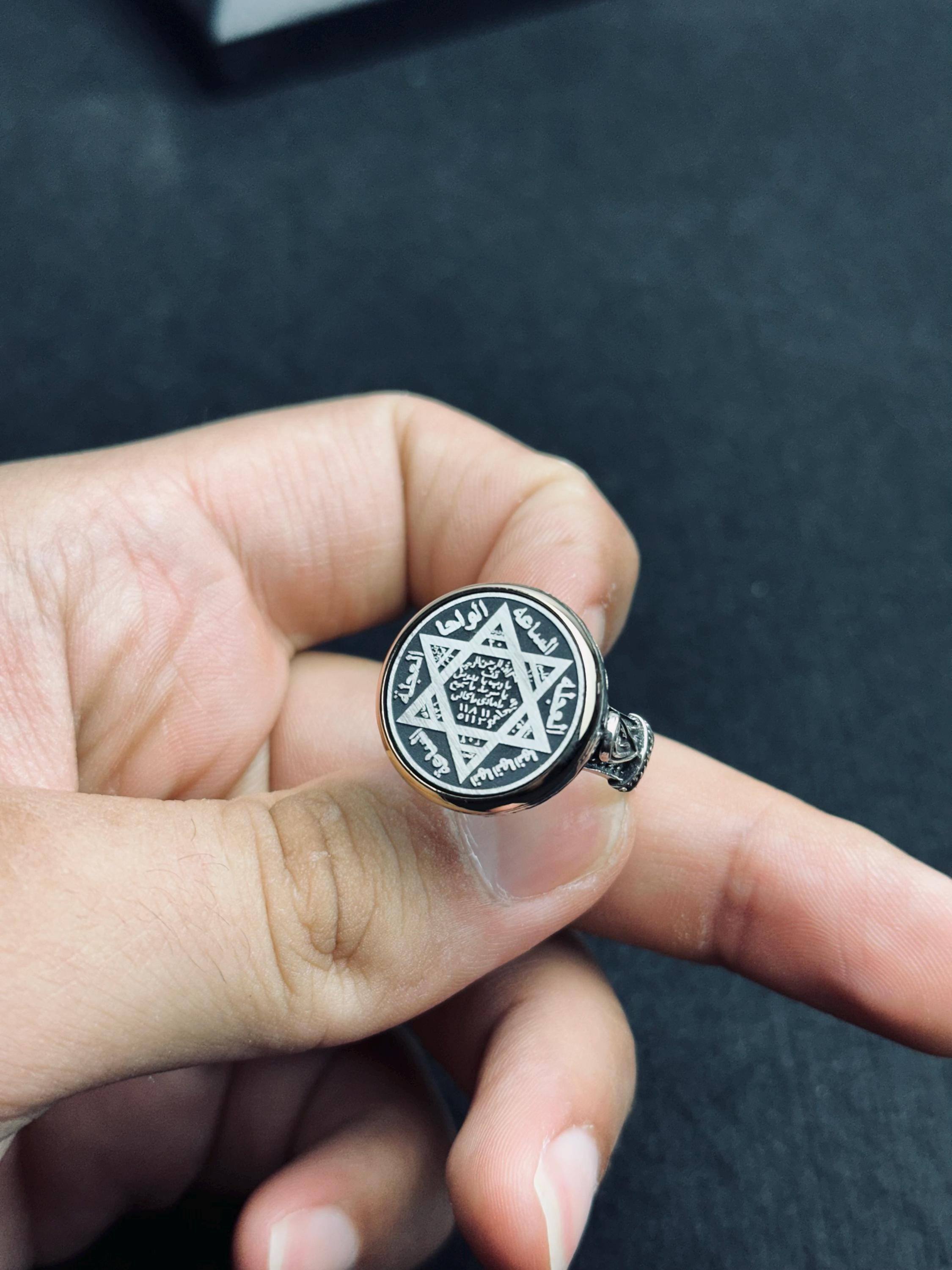 Sterling Silver Seal of Solomon Ring - Turkish Handmade Jewelry