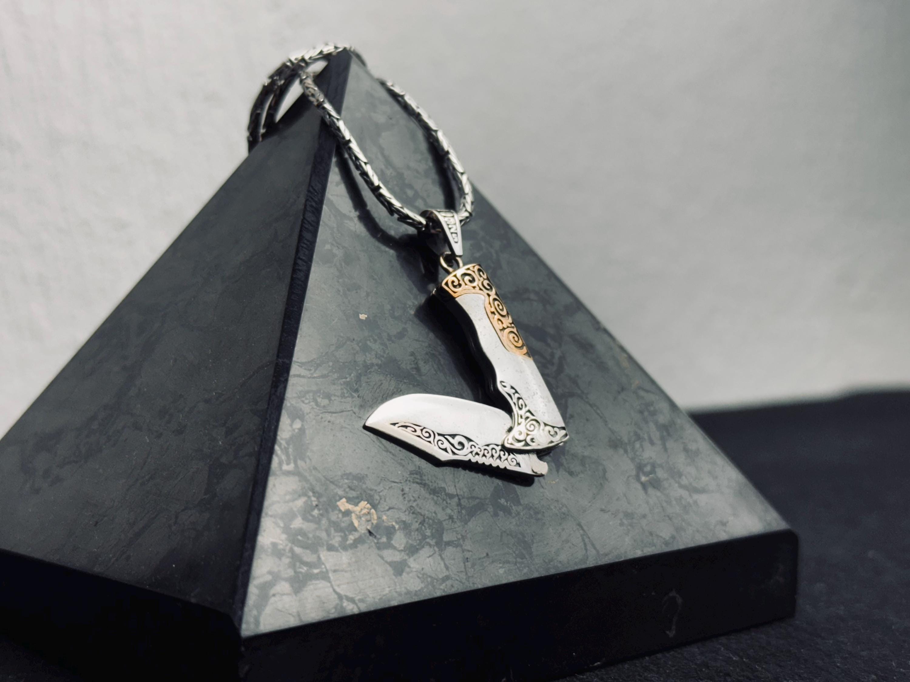 Sword Pendant Necklace: Sterling Silver Medieval Charm (Double-Sided)