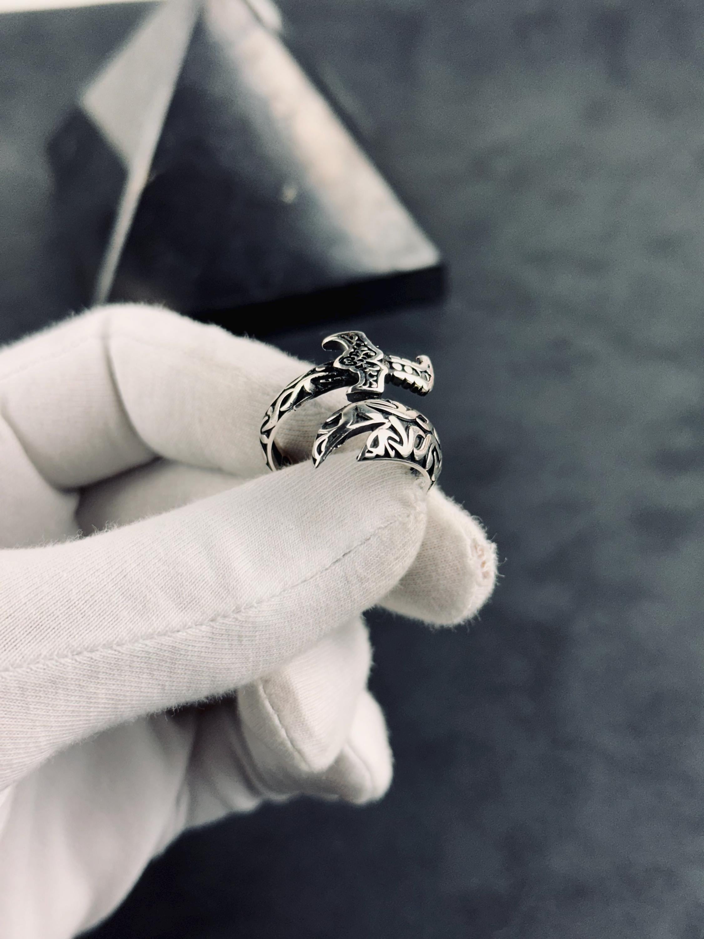 Sterling Silver Sword Ring - Adjustable Zulfiqar Style