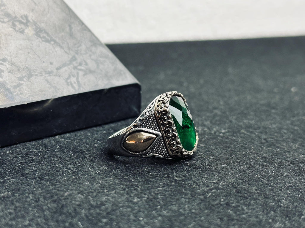 Colombian Emerald Ring: Handmade Sterling Silver Statement Jewelry