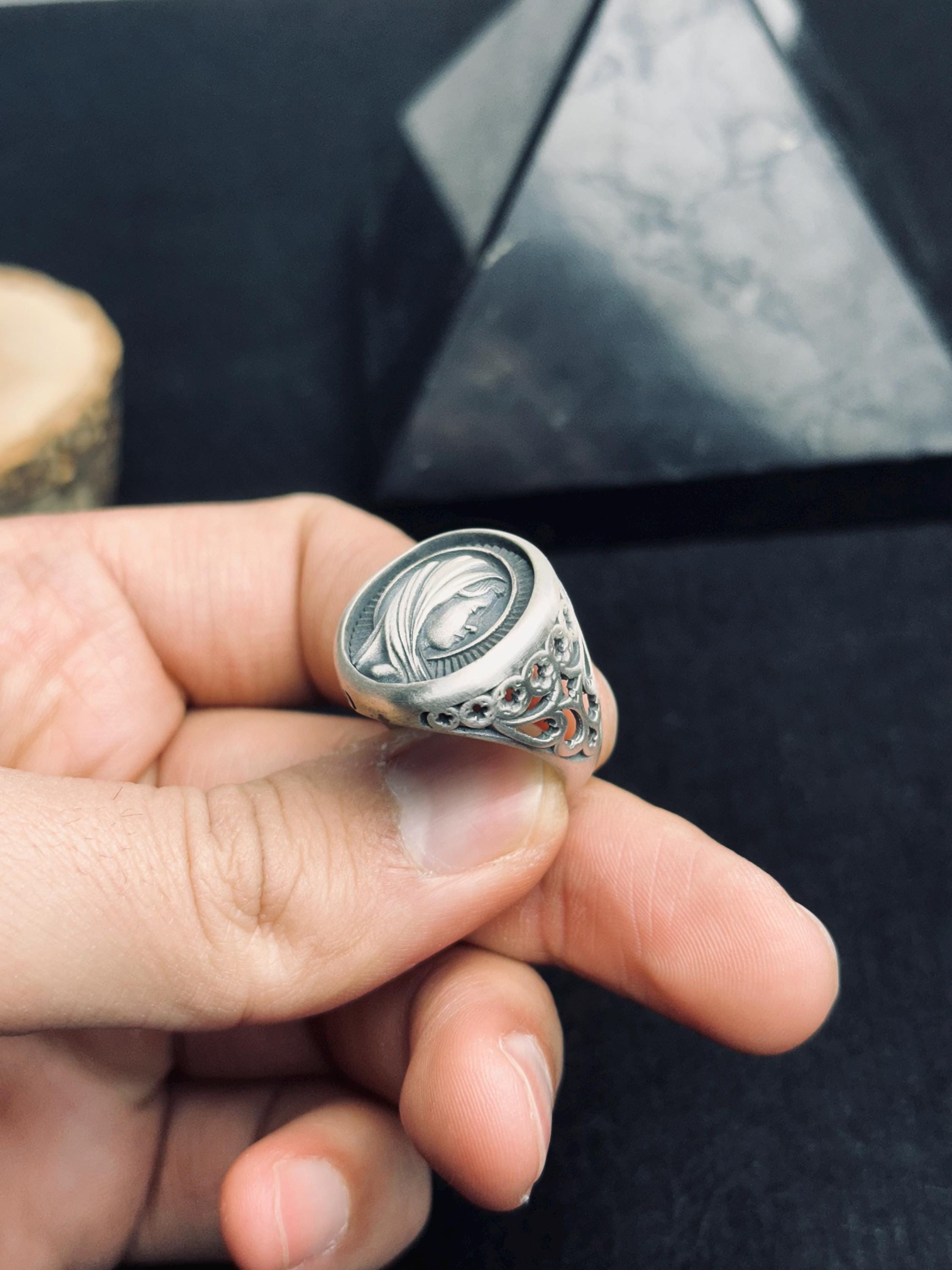 Virgin Mary Sterling Silver Ring - Miraculous Religious Jewelry