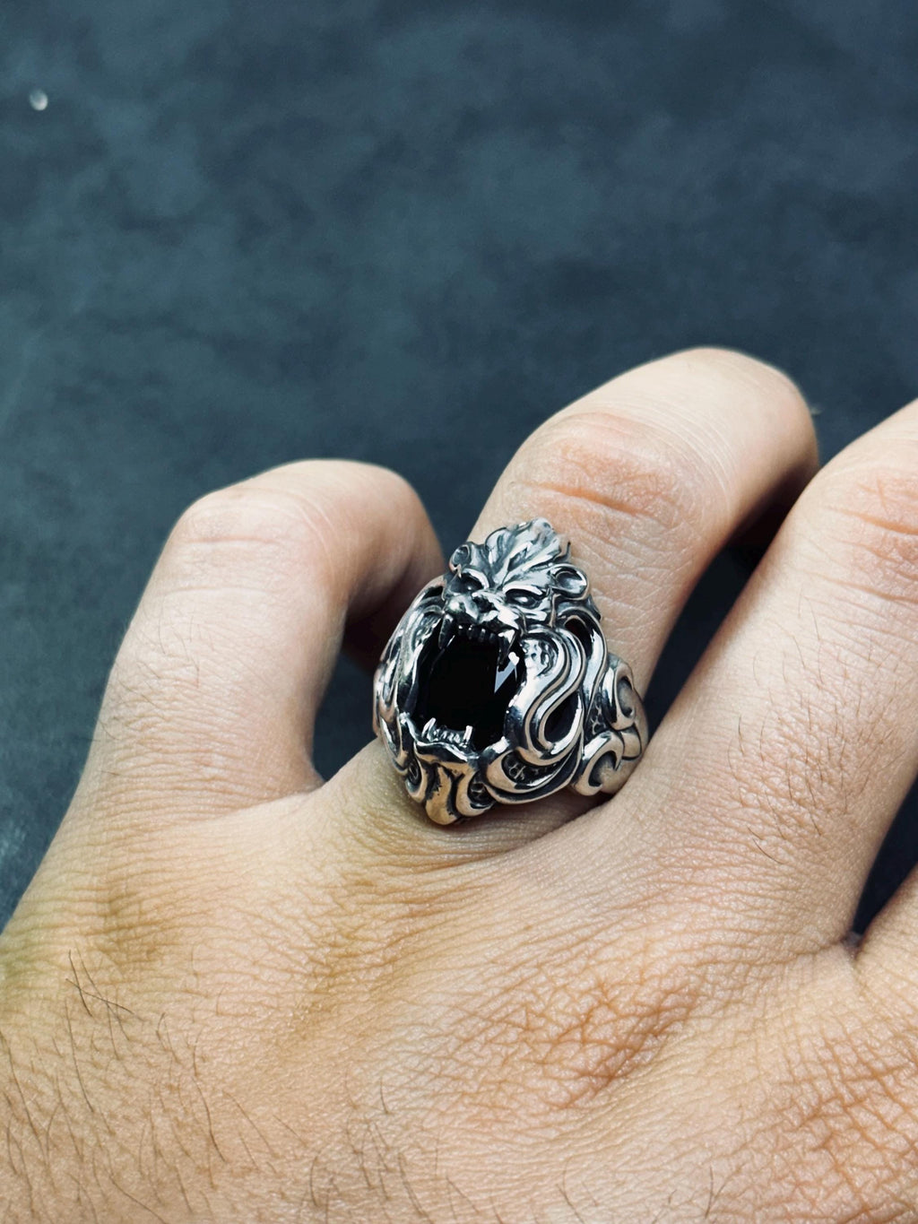 Lion Head Ring: Sterling Silver Animal Jewelry (Handmade, Men's)