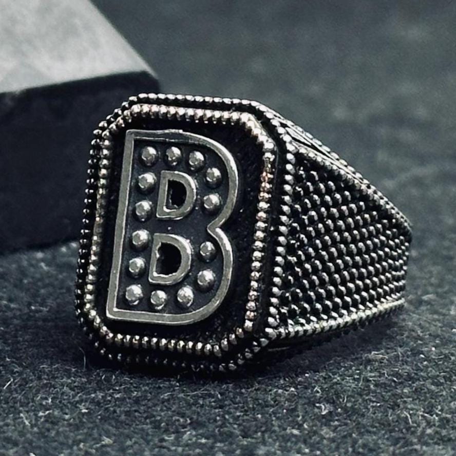 Engraved Silver Signet Ring: Personalized Initials (Men & Women)