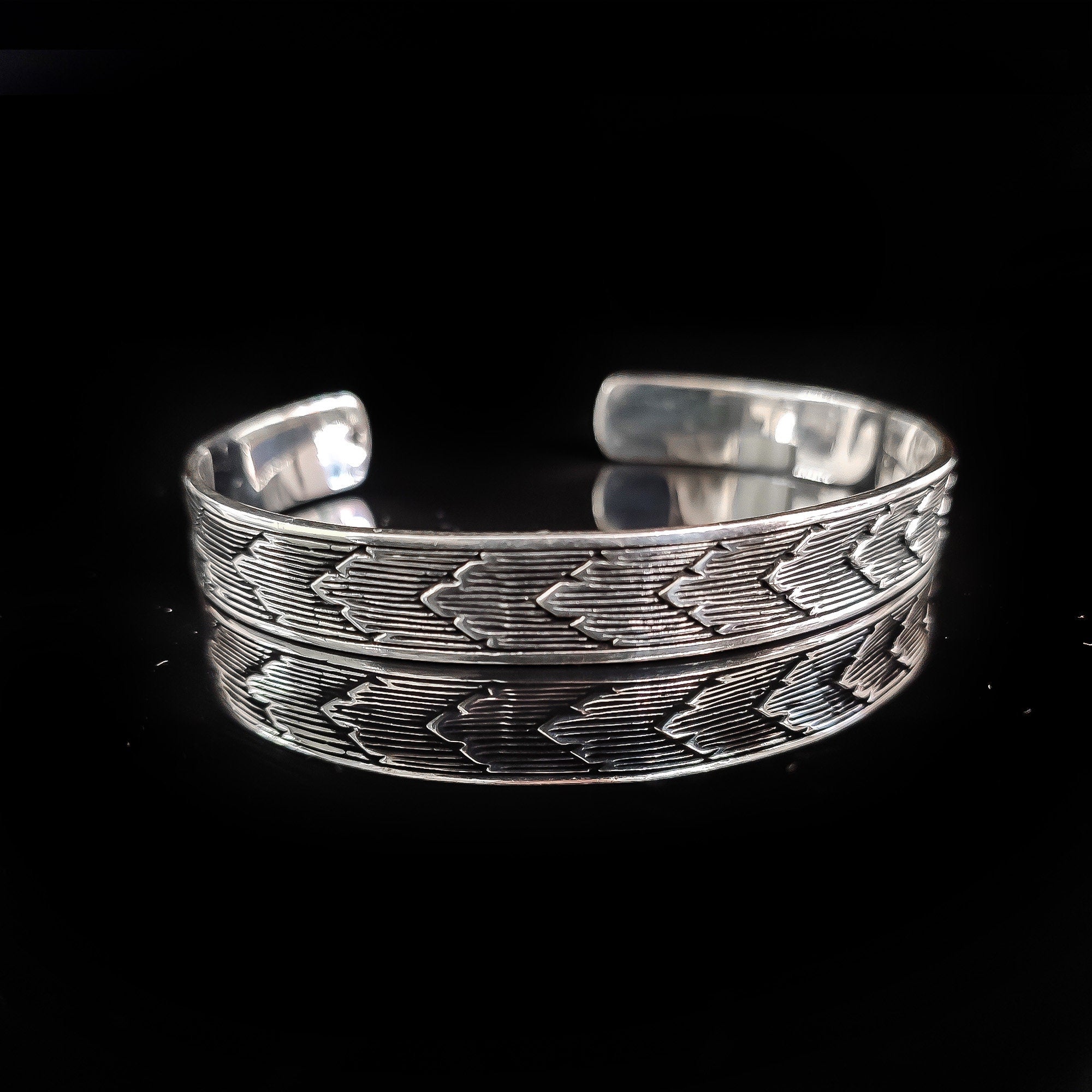 Sterling Silver Cuff Bracelet Engraved (Adjustable, Unisex)