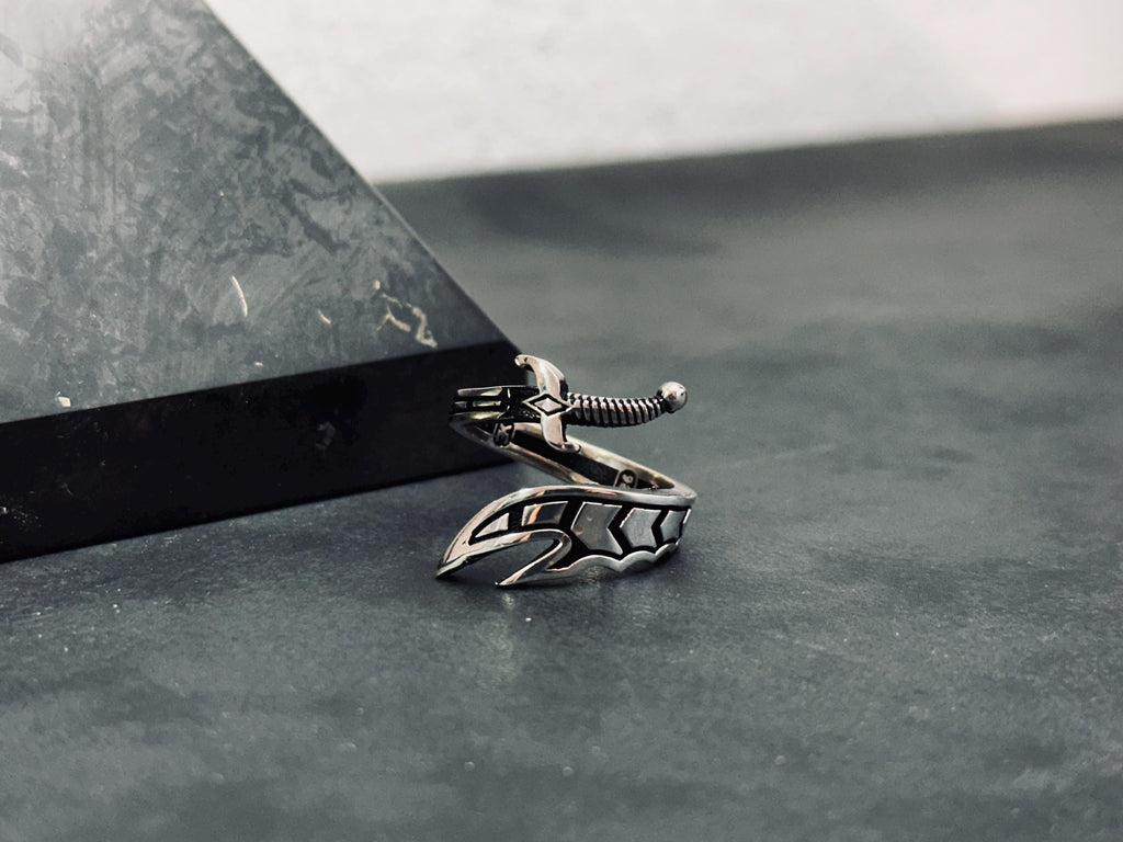 Adjustable Sword Ring: Zulfiqar Design - Sterling Silver, Handmade