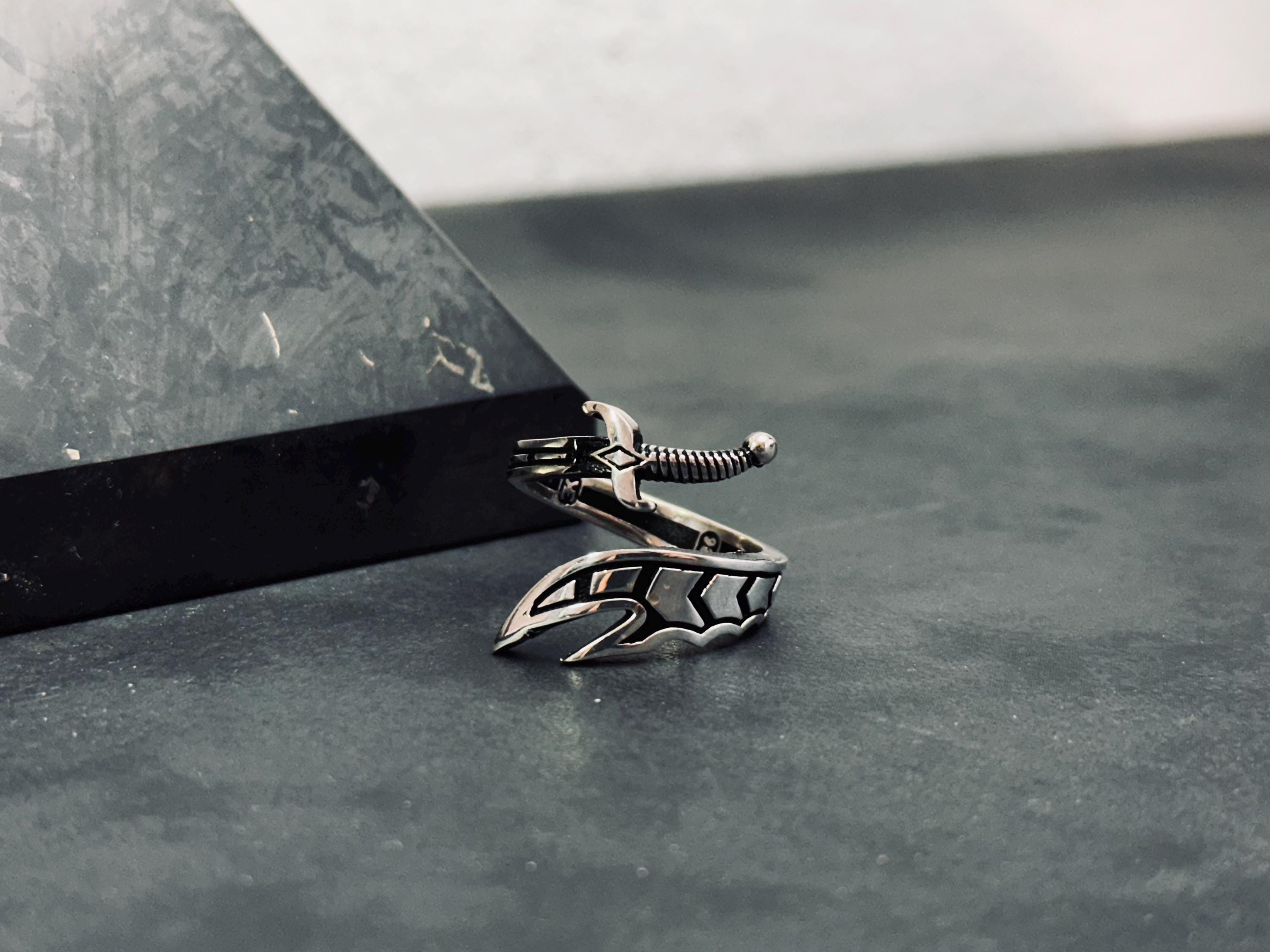 Adjustable Sword Ring: Zulfiqar Design - Sterling Silver, Handmade