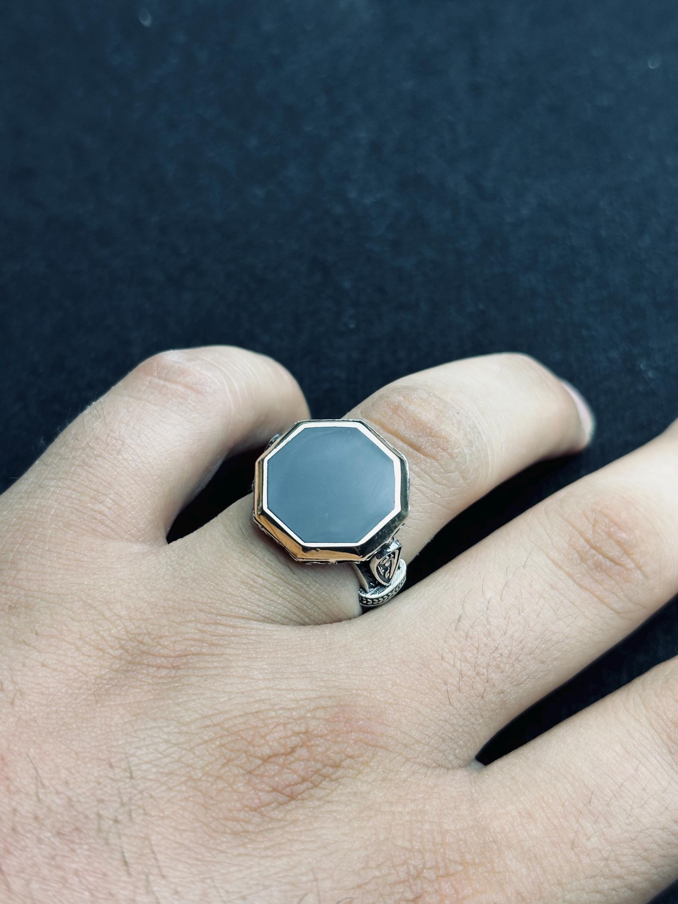 Men's Black Onyx Ring: Vintage Ottoman Style (Handmade Sterling Silver)