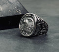 Nordic Eagle Sterling Silver Ring, Oxidized Handmade (Men's Size)