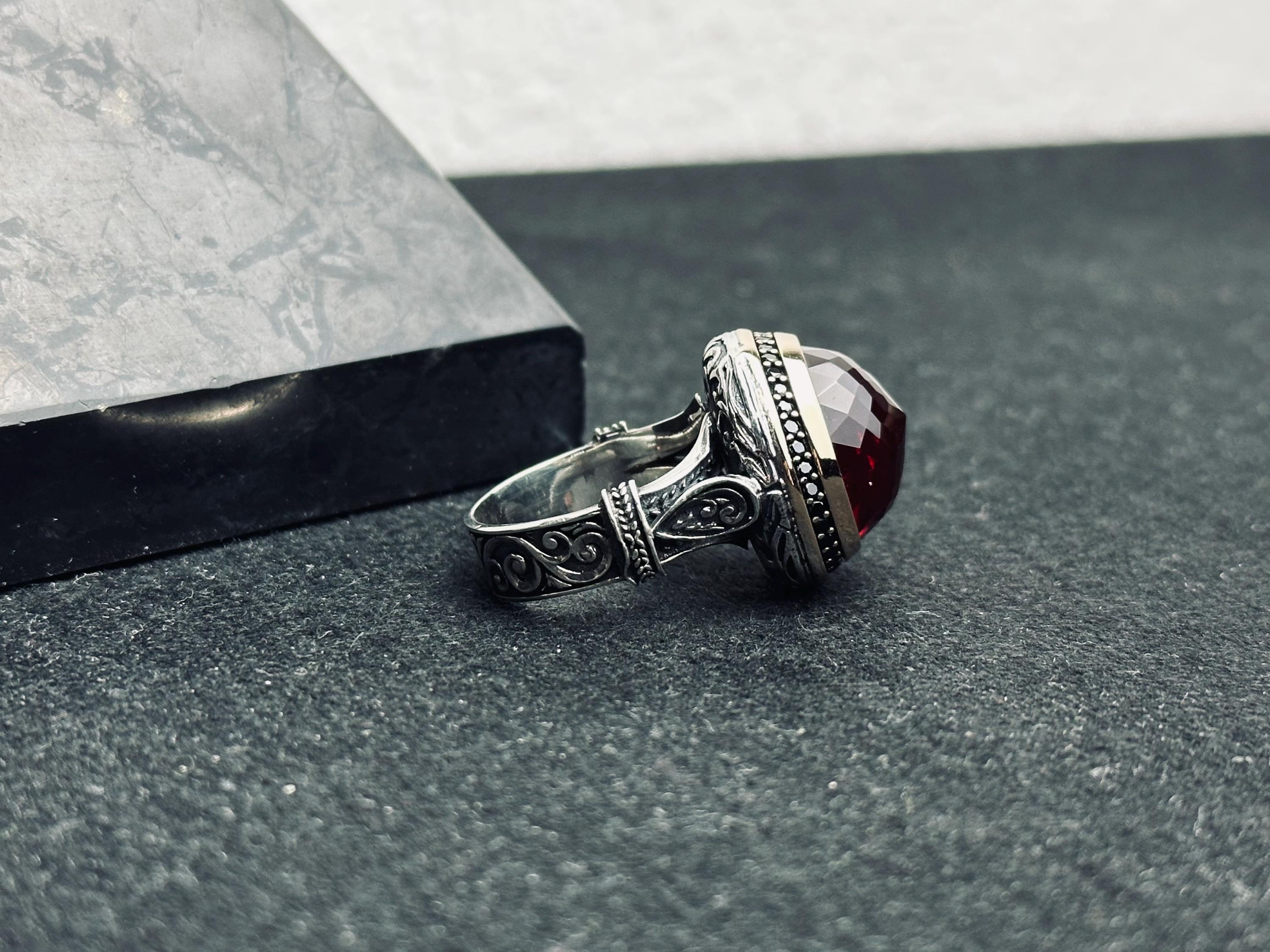 Sterling Silver Ruby Ring: Handmade Minimalist Design - Unisex