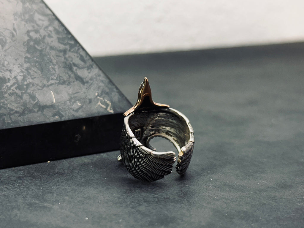 Handmade Sterling Silver Eagle Ring (Oxidized, Size Options)