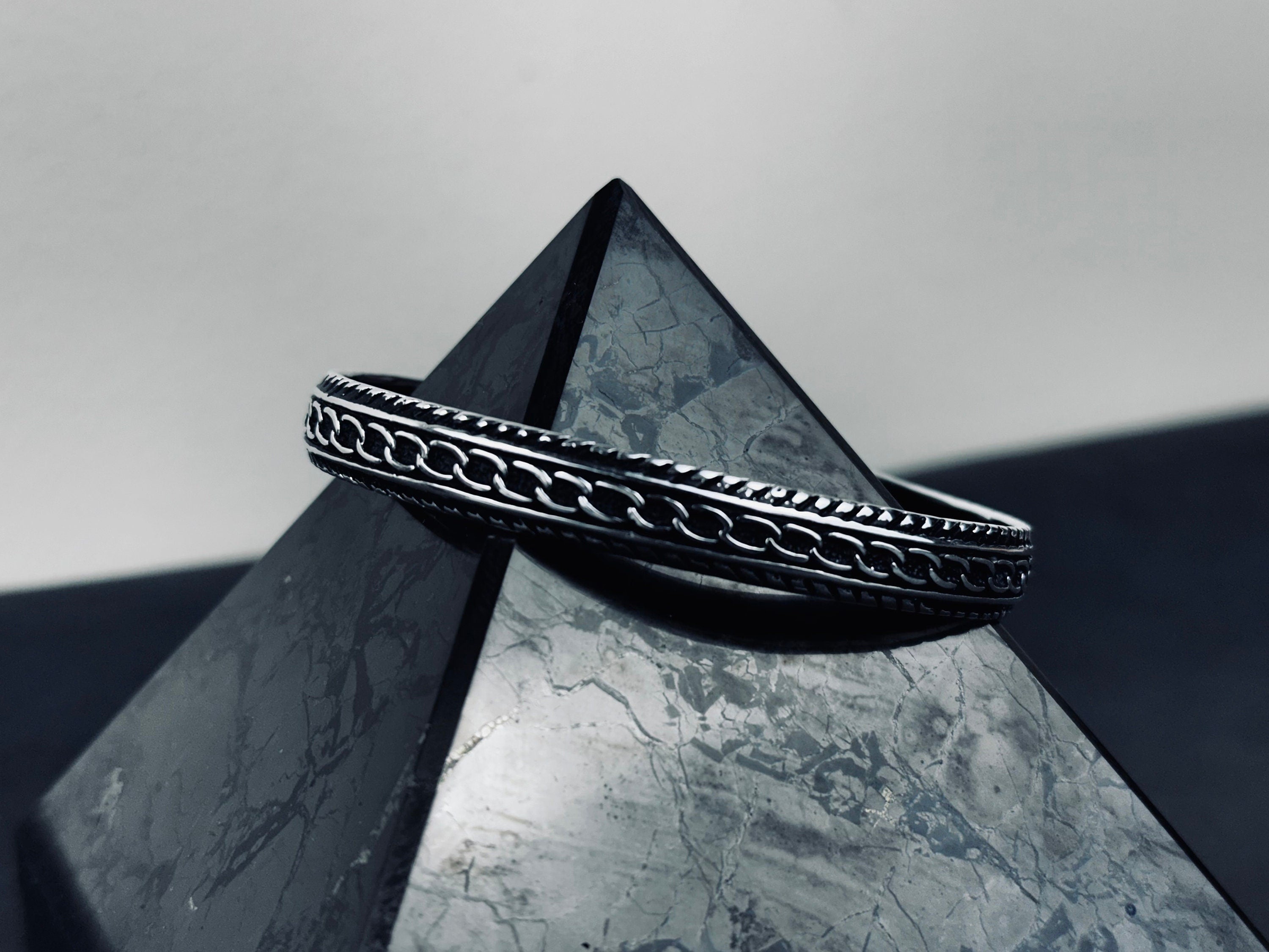 Sterling Silver Men's Bracelet - Sleek Greek Handmade Cuff