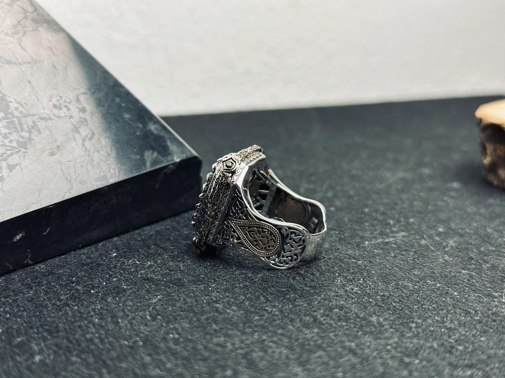 Square Mystic Topaz Ring: Color Changing Silver Statement Jewelry
