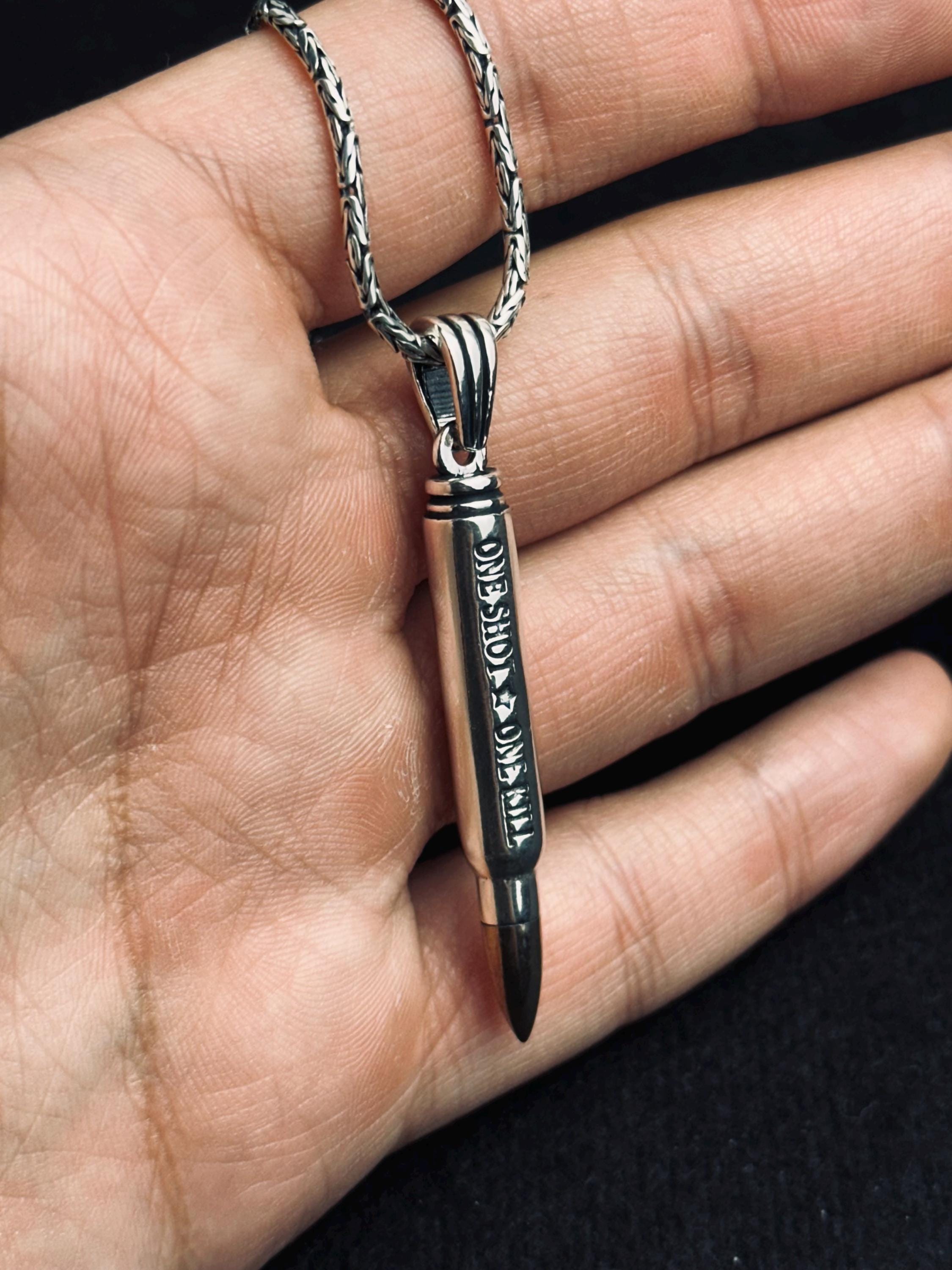 Silver Bullet Necklace Pendant Set - Stylish Handmade Jewelry