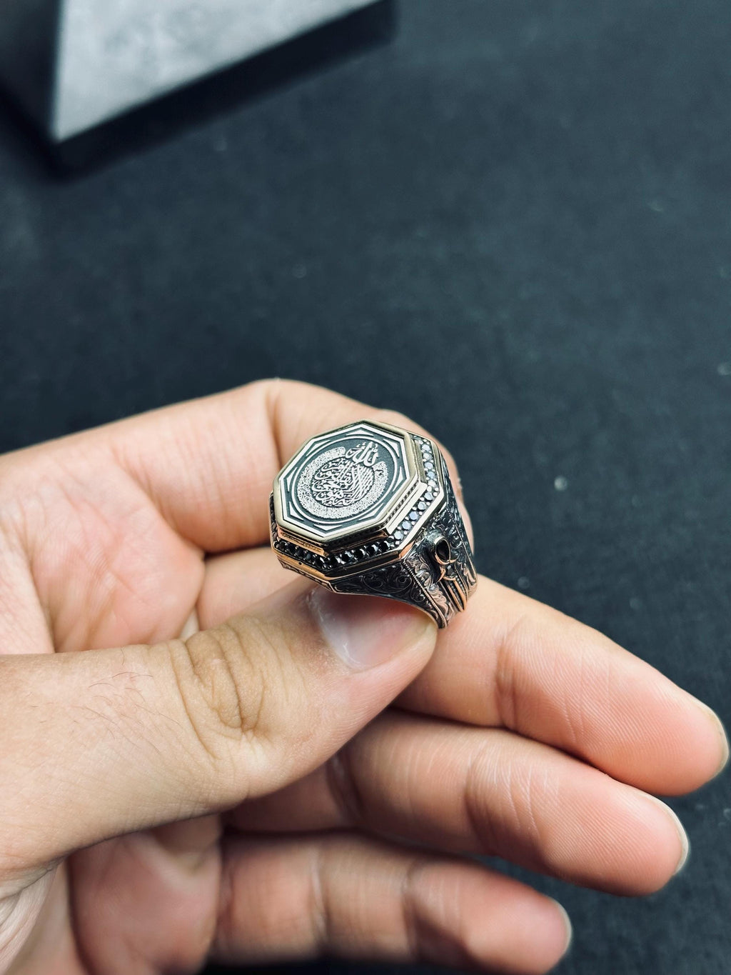 Islamic Silver Ring: Arabic Calligraphy - Handmade 925 Sterling
