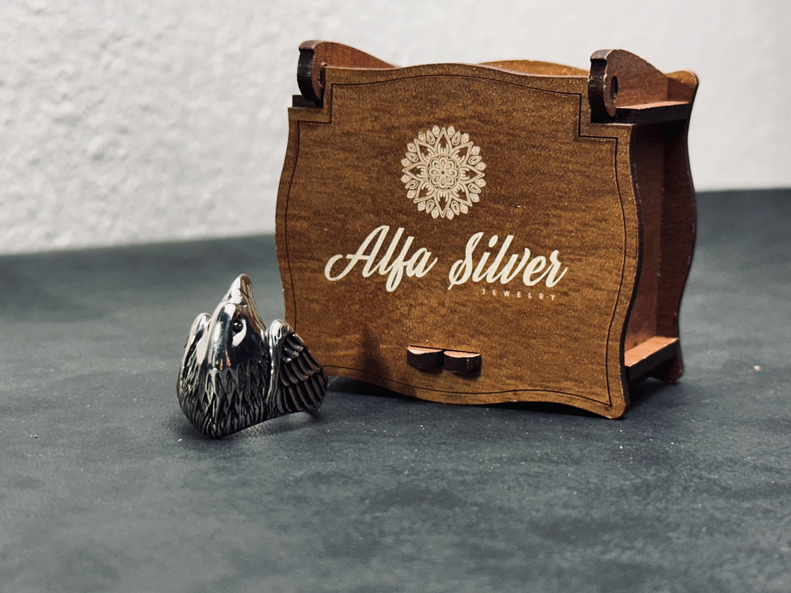 Raven Signet Ring: Sterling Silver Handmade - Engraved Bird Design