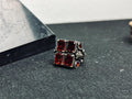 Men’s Ruby Ring, Sterling Silver, Bold Square Red Gemstone (Handmade)