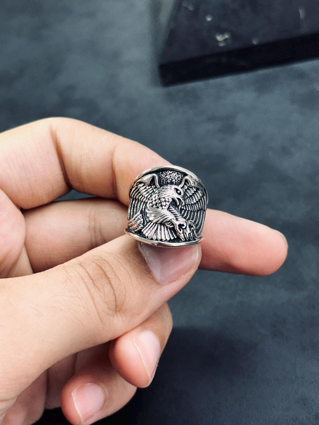 Boho Sterling Silver Eagle Thumb Ring (Adjustable Size)