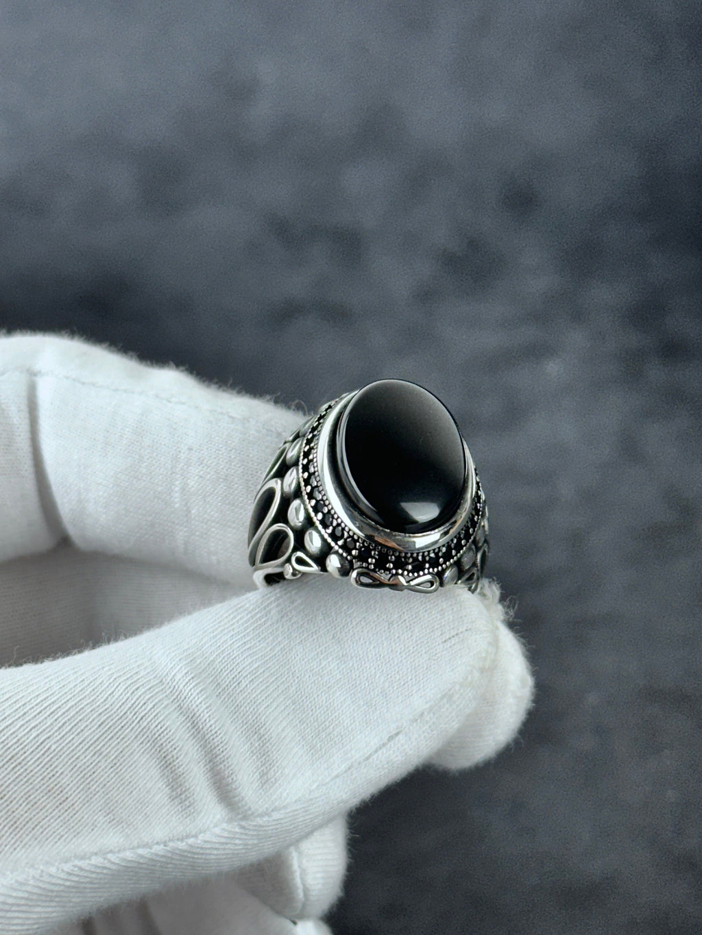 Natural Onyx Silver Ring - Handmade Bold Statement Jewelry