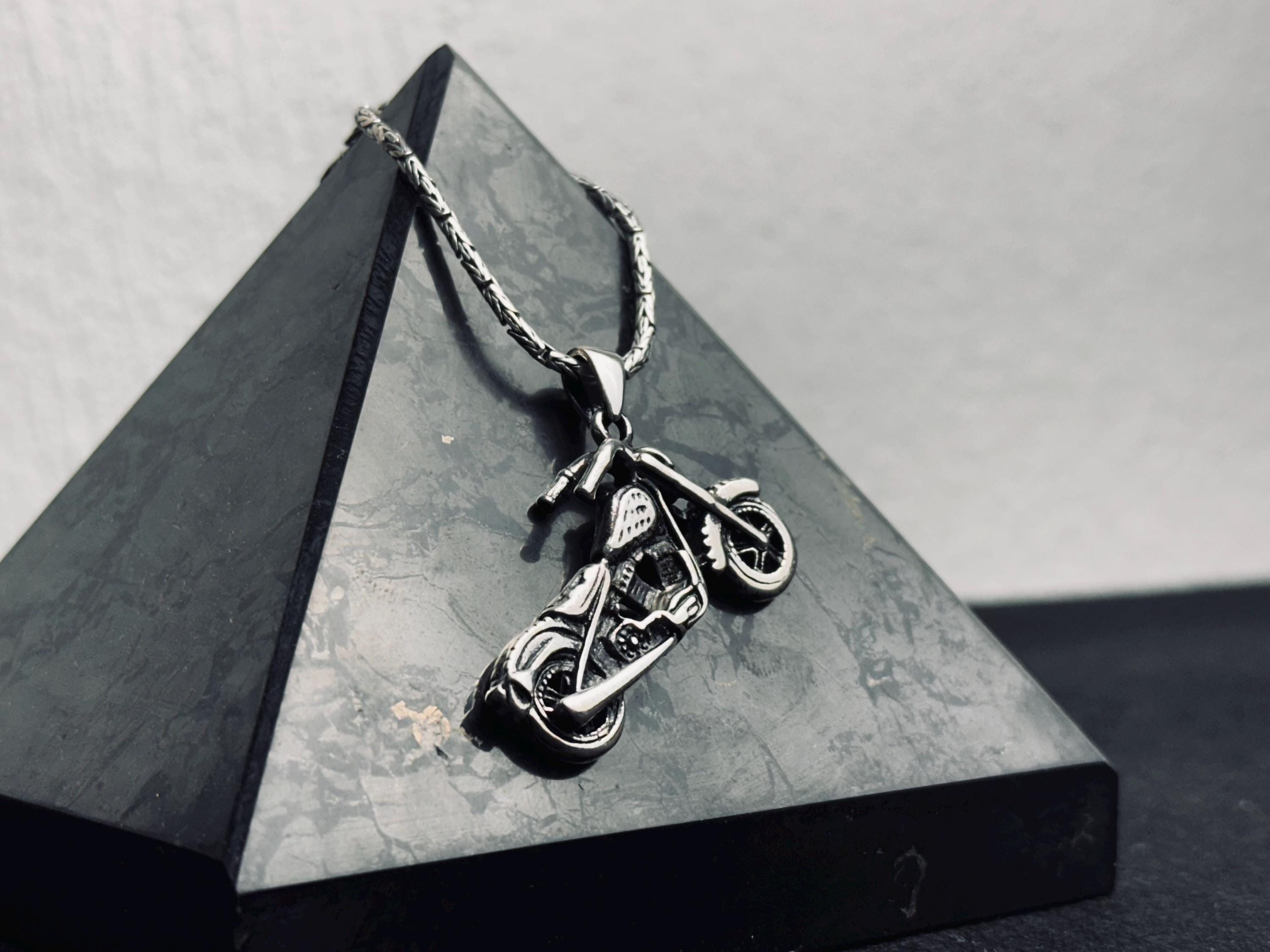 Motorcycle Necklace: Sterling Silver Infinity Pendant - Biker Jewelry