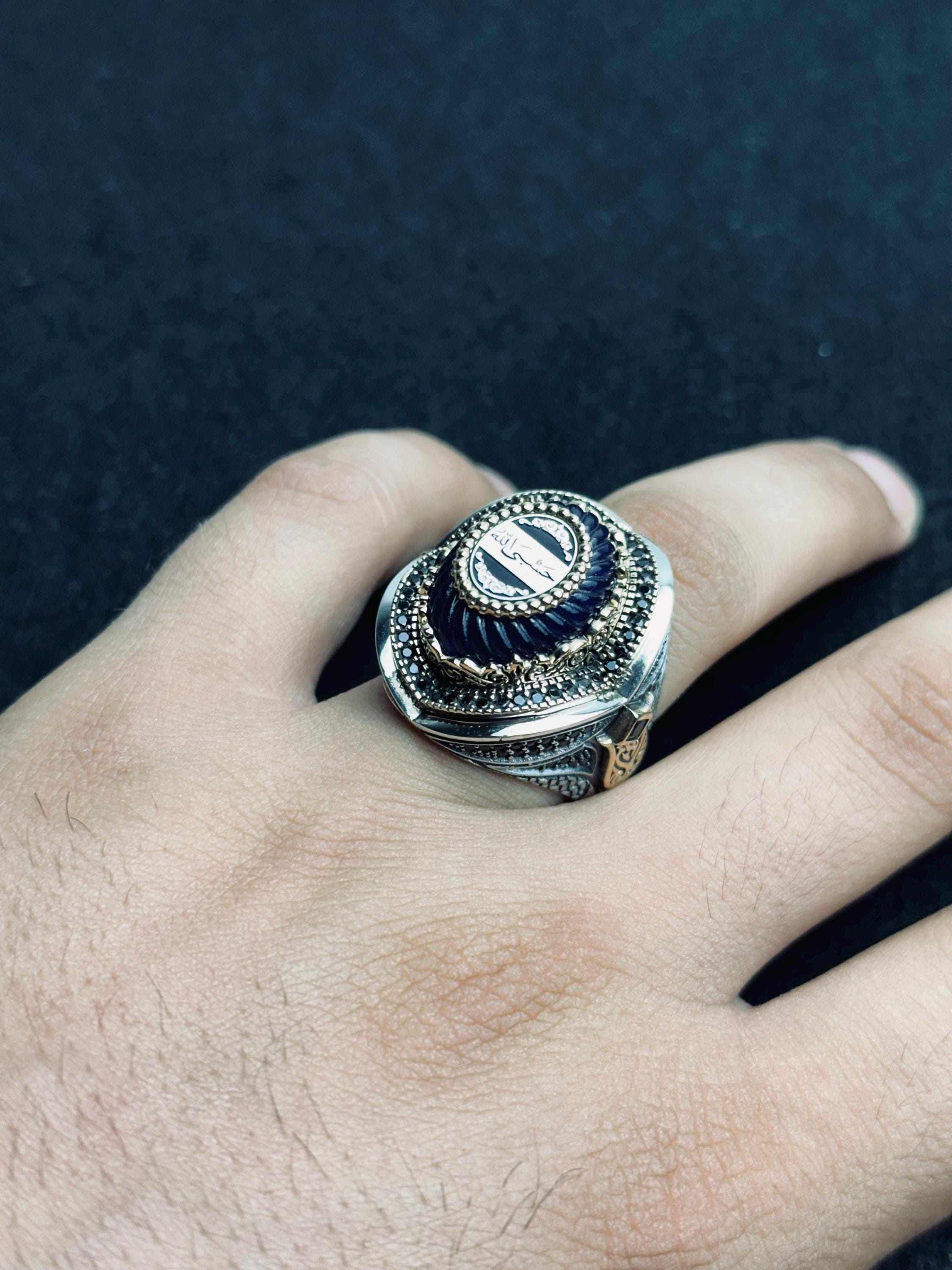 Islamic Statement Ring: Arabic Prayer Engraving (Sterling Silver)