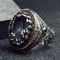Serpent Ring: Mystic Topaz Stone - Sterling Silver Shaman Style