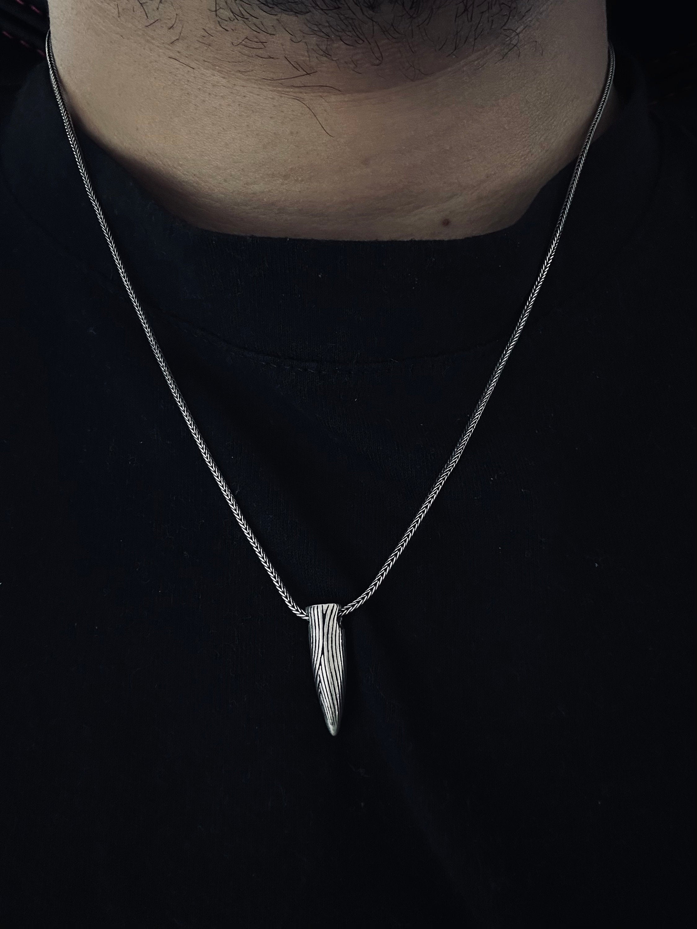 Bullet Pendant Necklace: Silver Statement Jewelry (Chain Length Options)