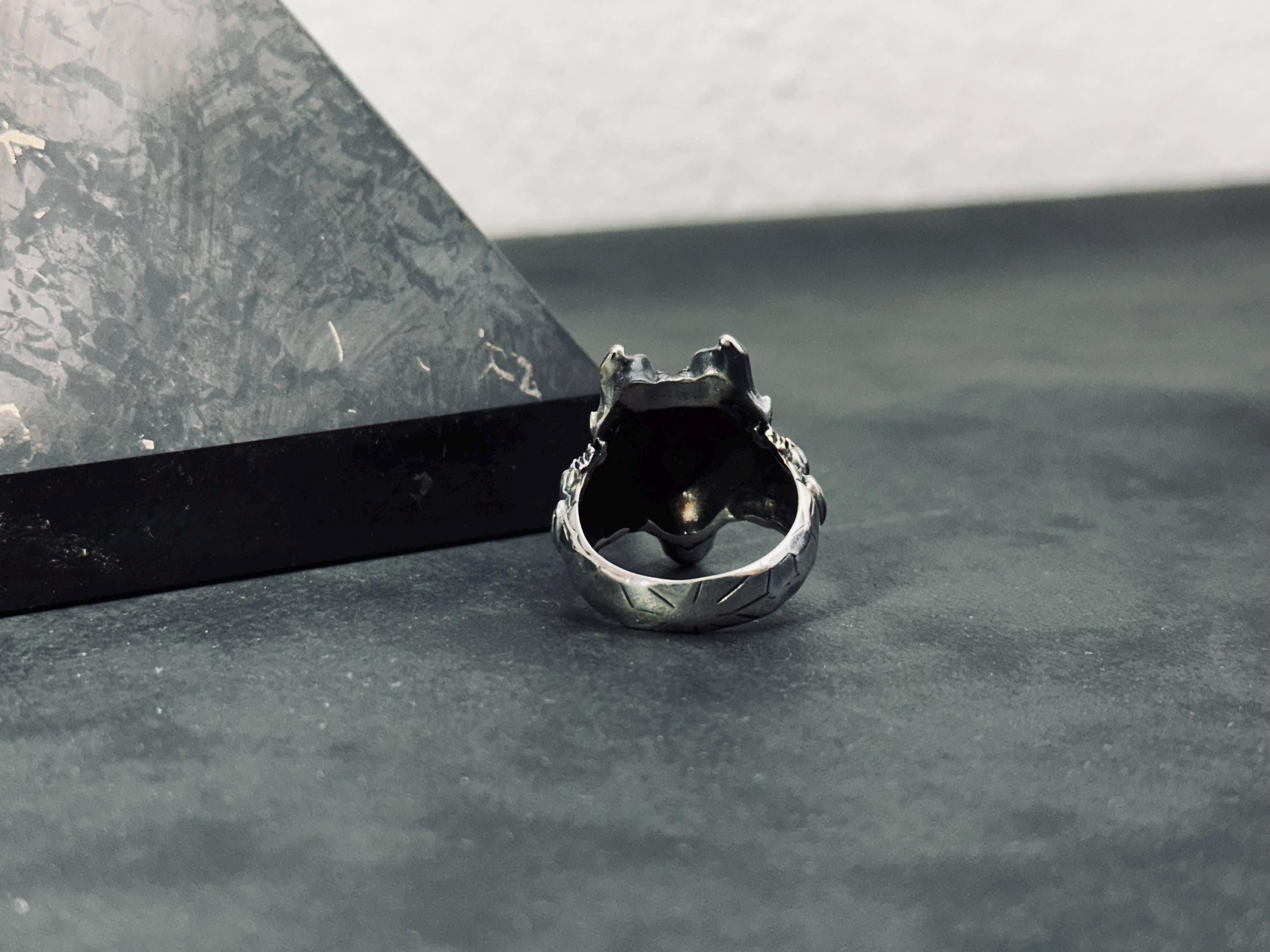 Wolf Head Ring: Gothic Sterling Silver (Handmade, Gift Box)