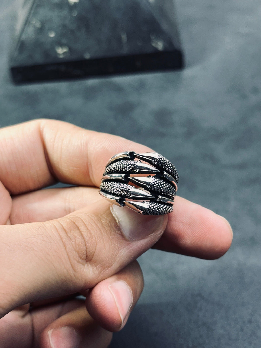 Men's Claw Silver Ring - Handmade 925 Sterling Statement Band