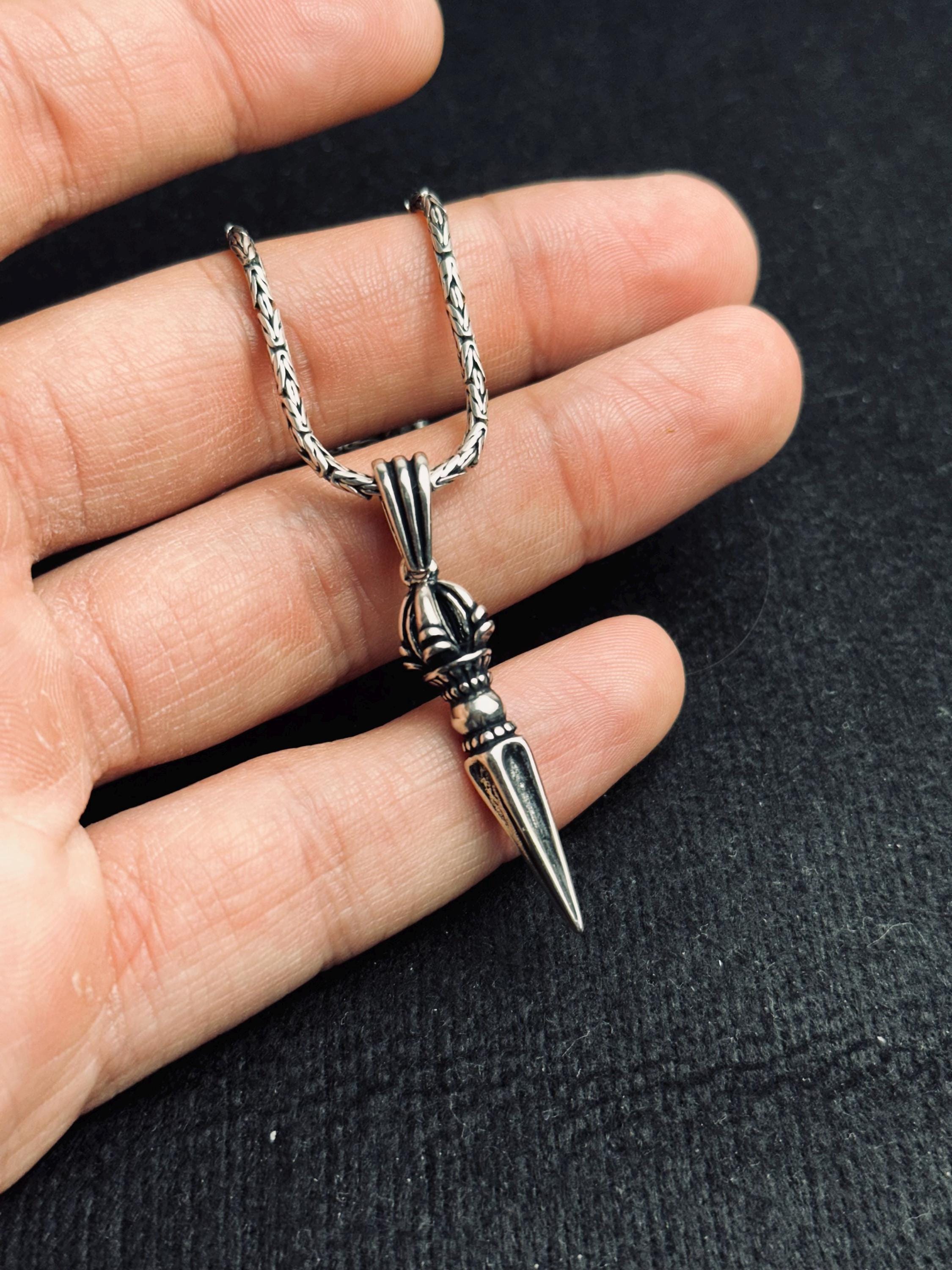 Dainty Silver Sword Necklace - Gothic Dagger Pendant Unisex