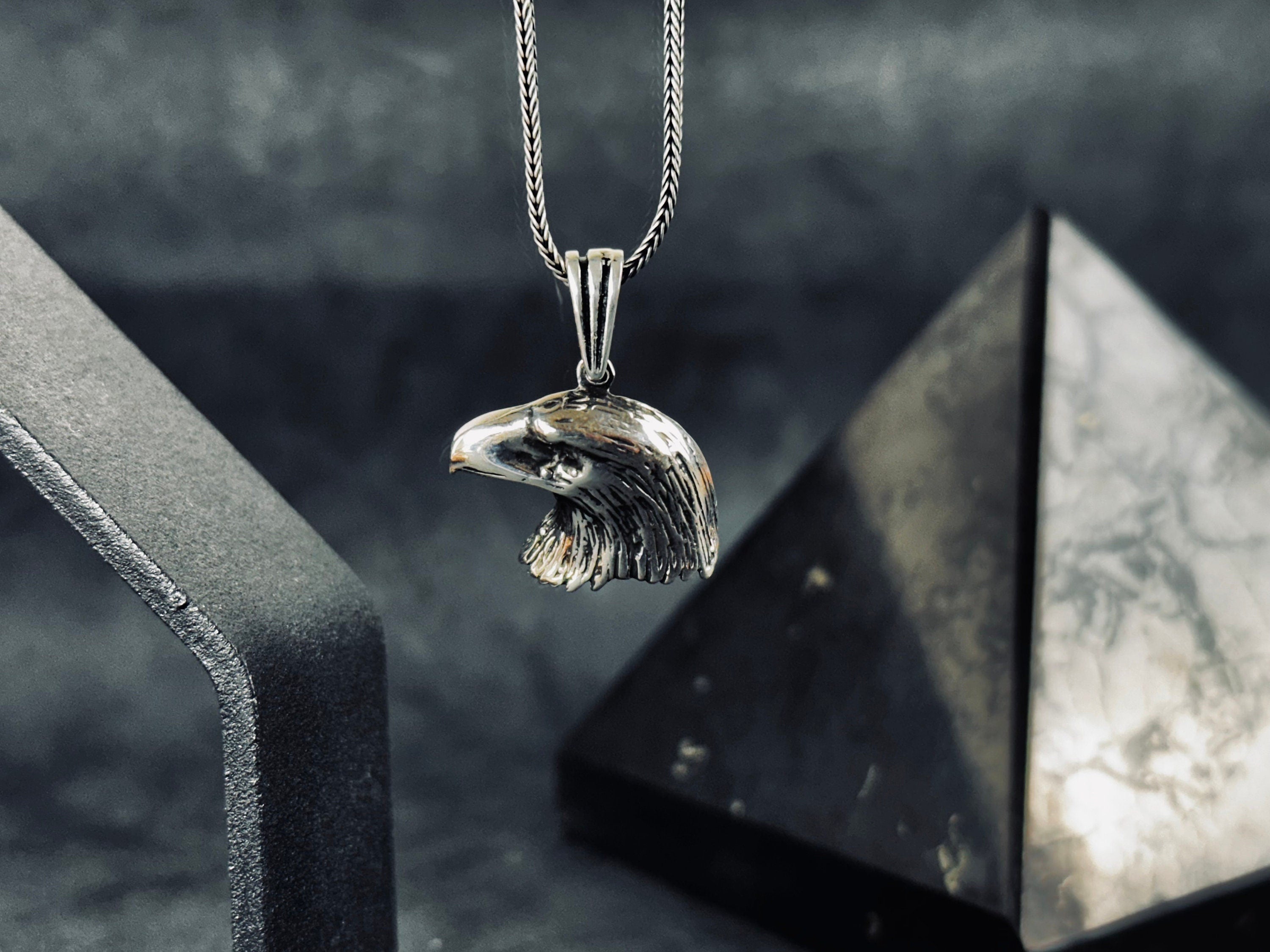 Eagle Head Necklace: Sterling Silver Wildlife Design - Handmade