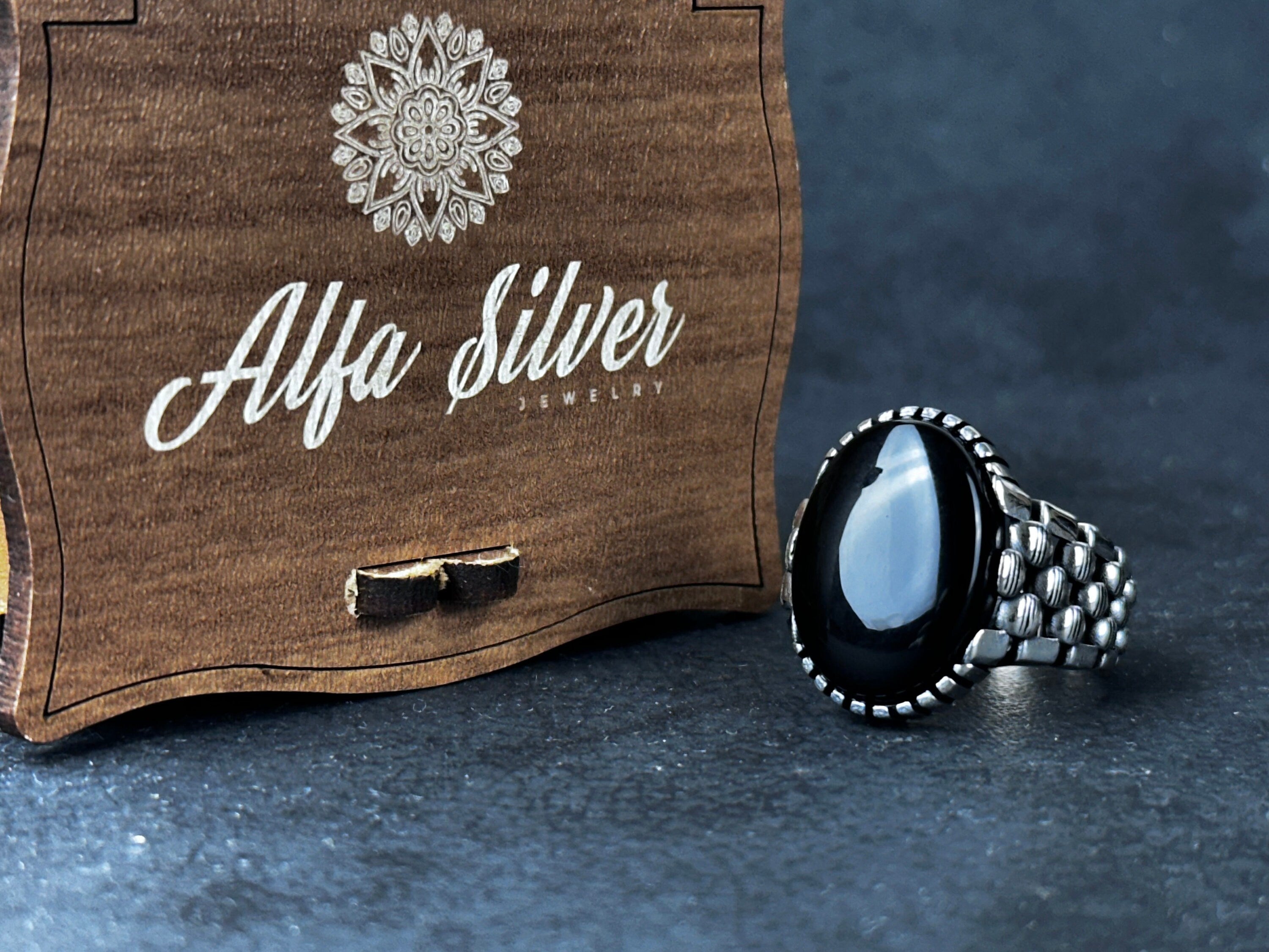 Statement Onyx Ring: Sterling Silver Jewelry (Gift Box Included)