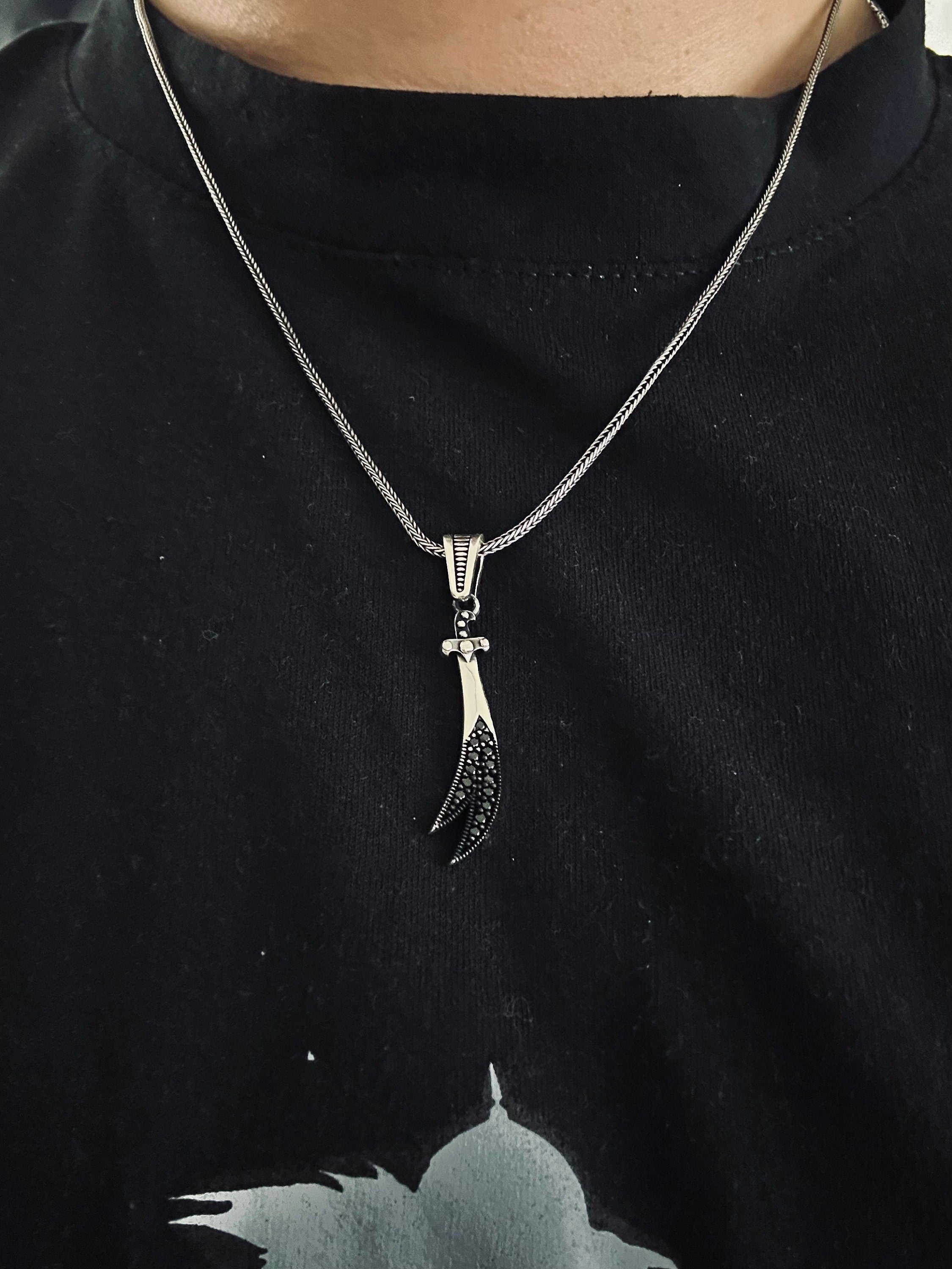 Zulfiqar Silver Pendant Necklace: Handcrafted Islamic Charm