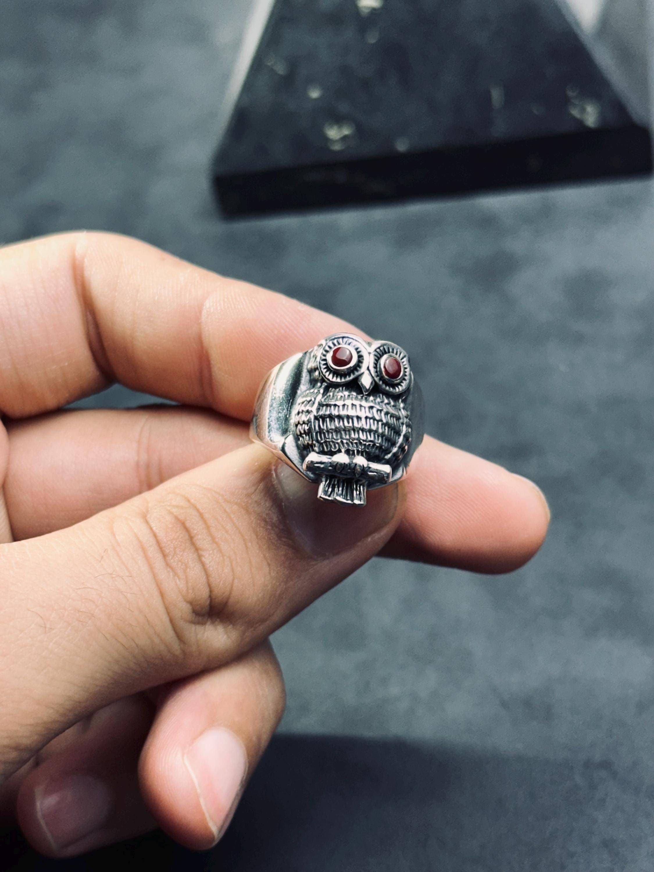 Sterling Silver Owl Ring - Handcrafted Animal Lover Jewelry