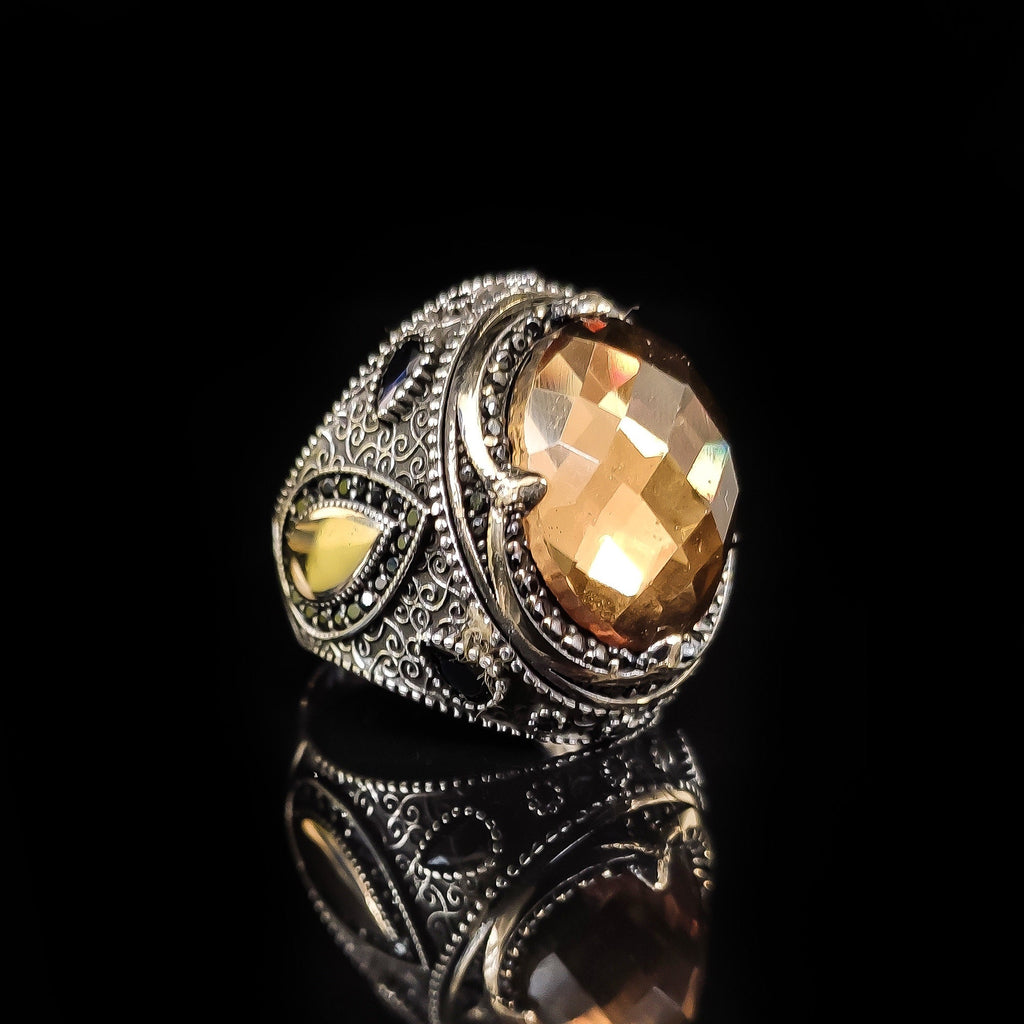 Sultanit Silver Ring: Handmade Crown Design, Color-Change Gemstone
