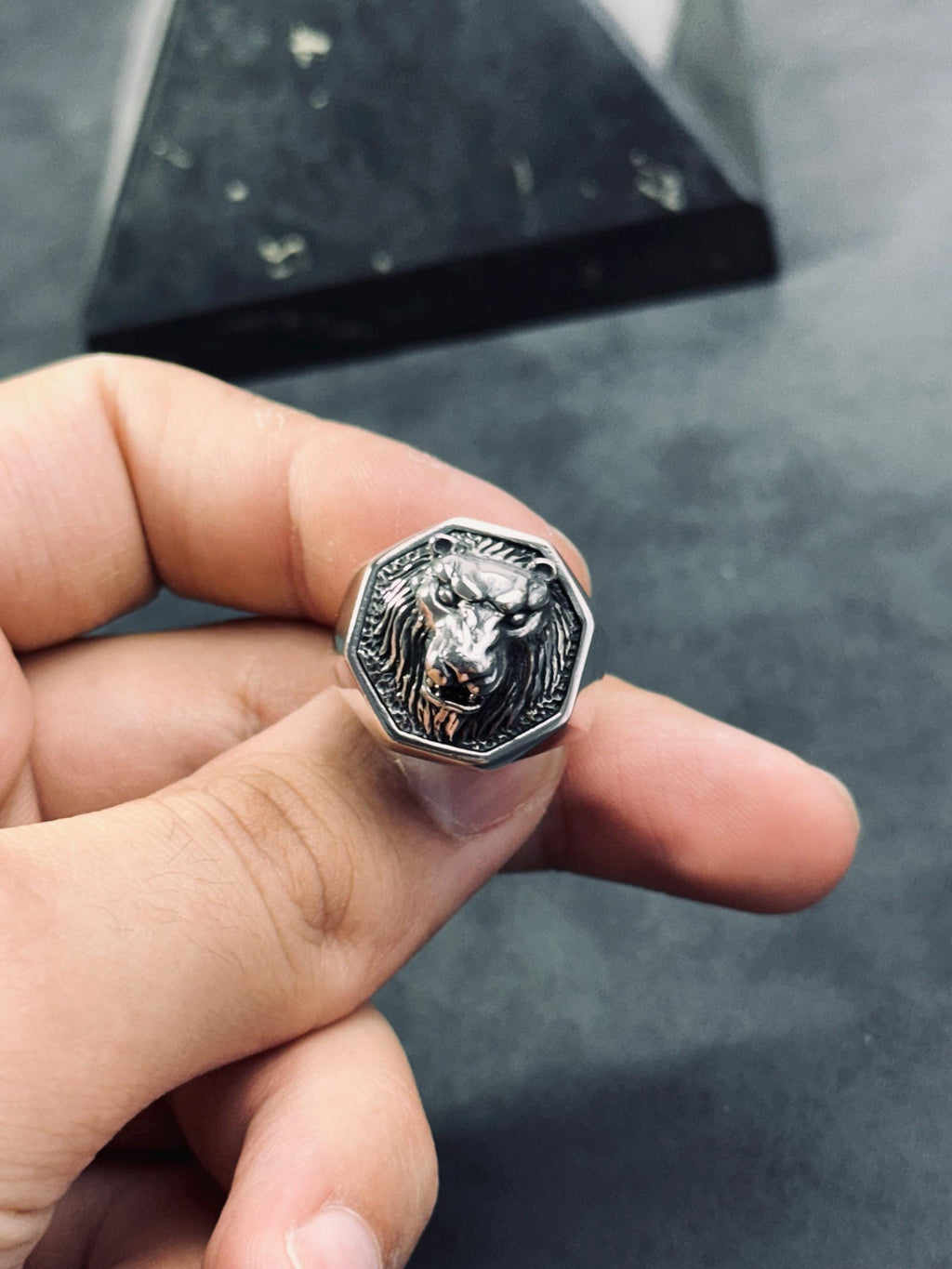 Sterling Silver Lion Ring - Majestic Engraved King of Beasts