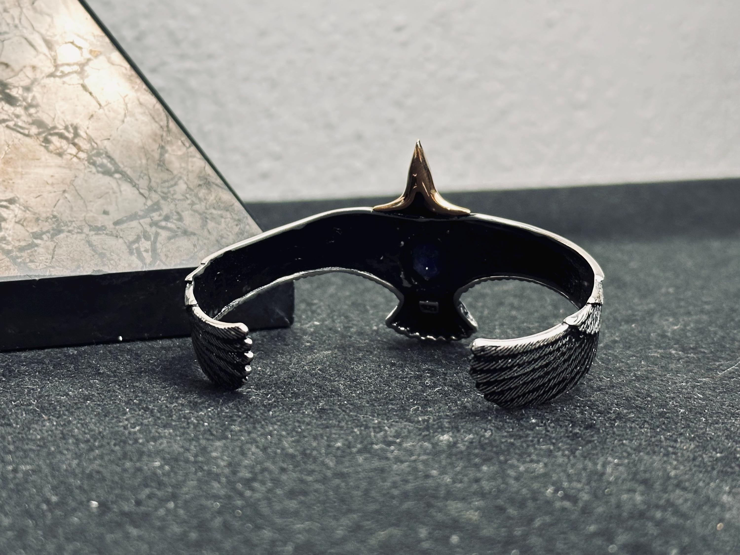 Eagle Bracelet: Lapis Lazuli and Sterling Silver (Handmade Cuff)