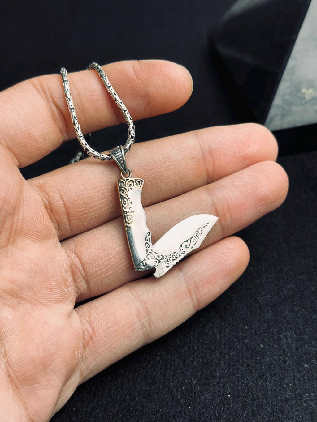 Sword Pendant Necklace: Sterling Silver Medieval Charm (Double-Sided)