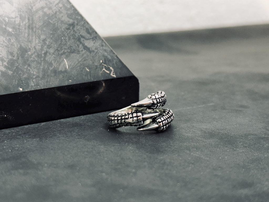 Men's Sterling Silver Claw Ring, Bold Artisan Style (Adjustable)