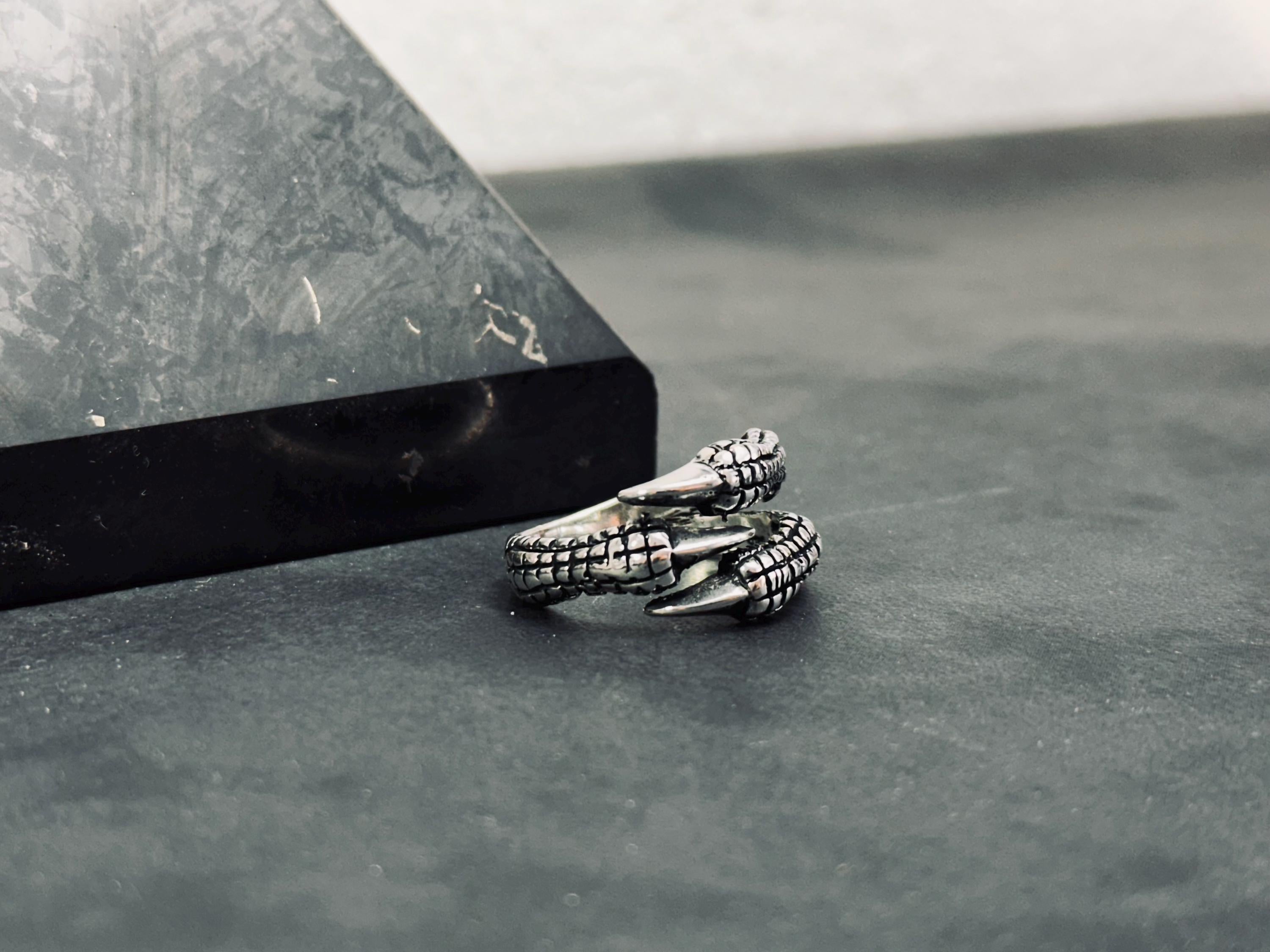 Men's Sterling Silver Claw Ring, Bold Artisan Style (Adjustable)