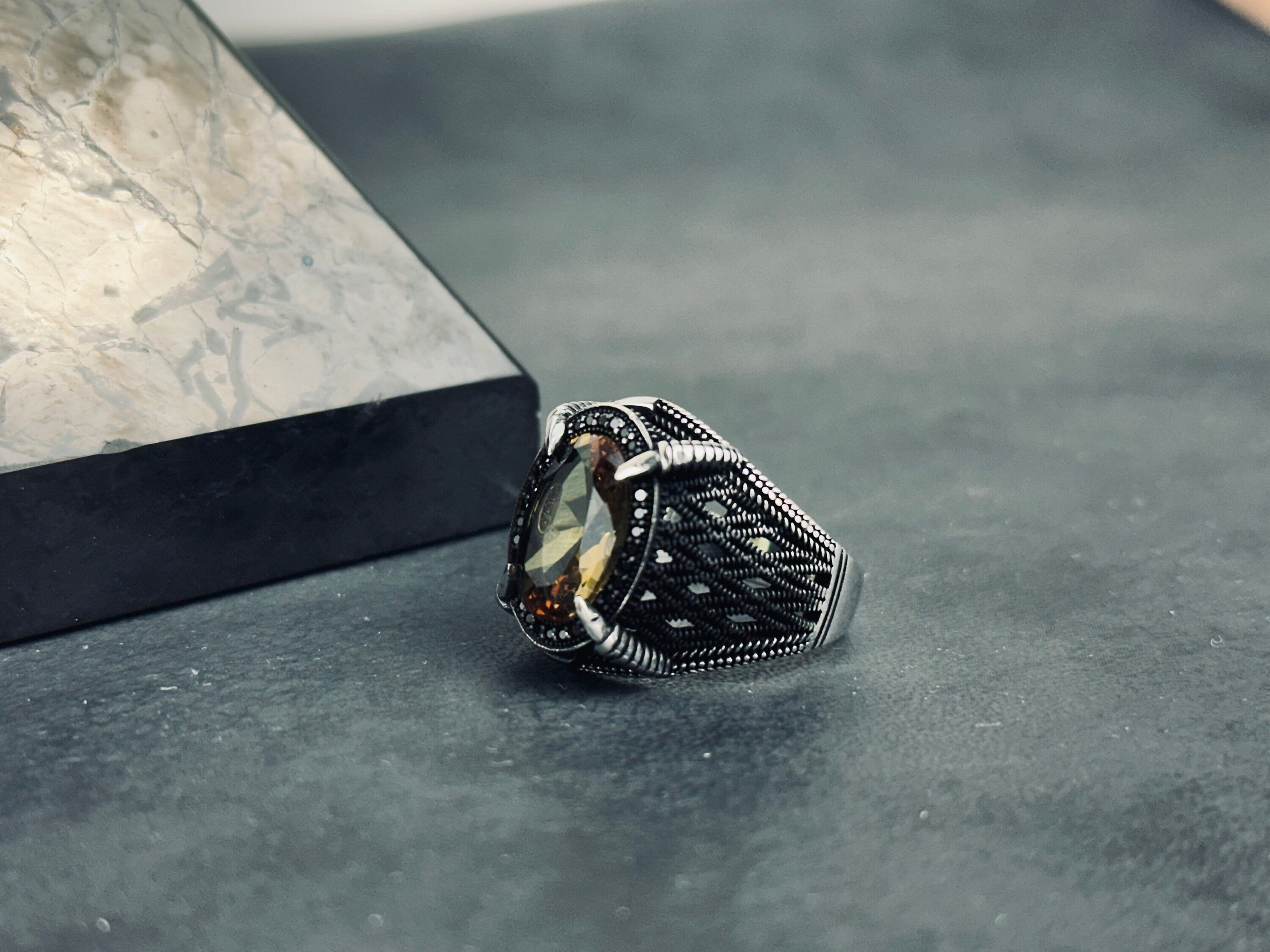 Silver Statement Ring: Sultanit Gemstone Color Shift (Men's Size)