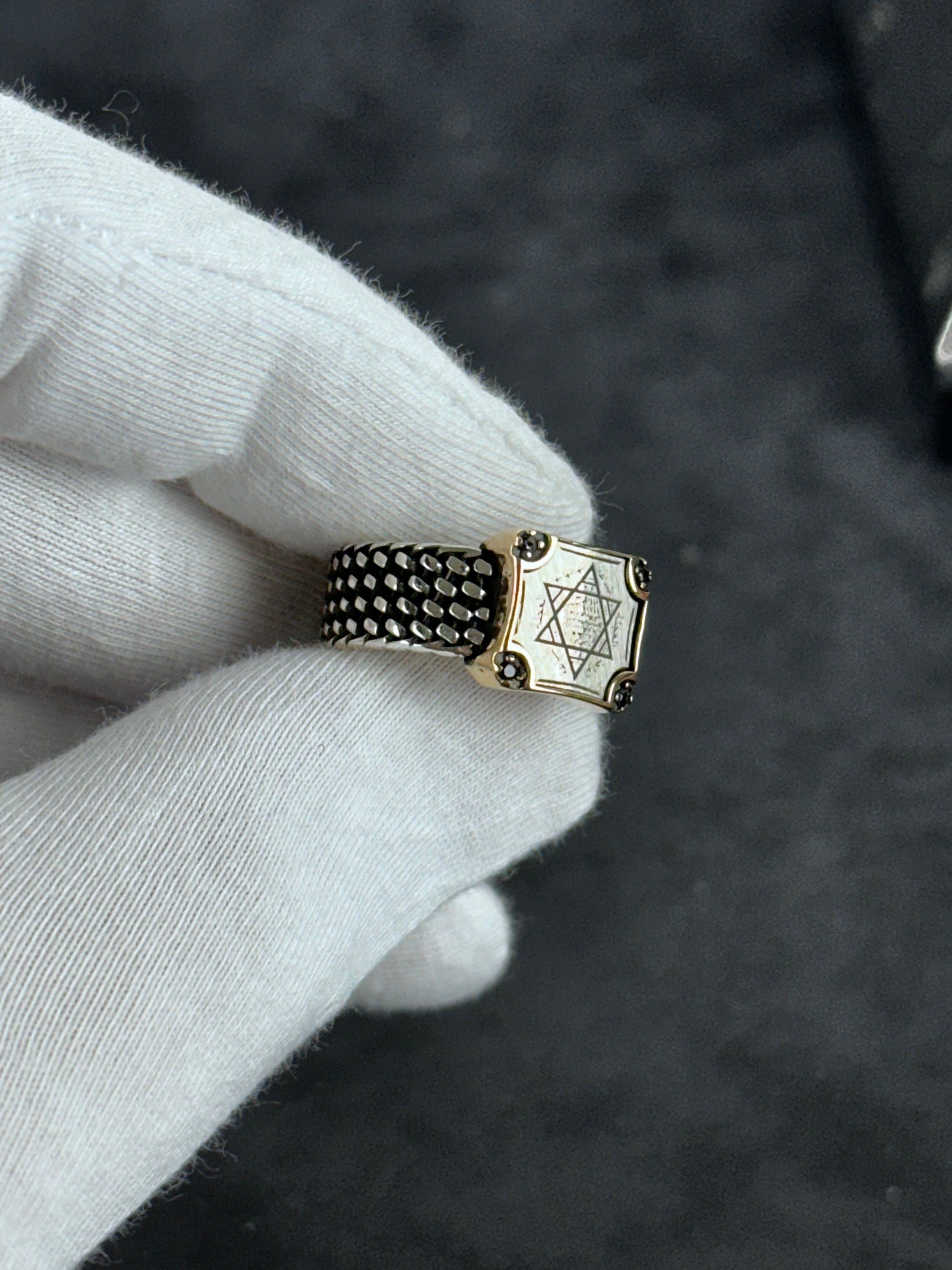 Solomon Seal Silver Ring - Handcrafted Minimalist Adjustable Band