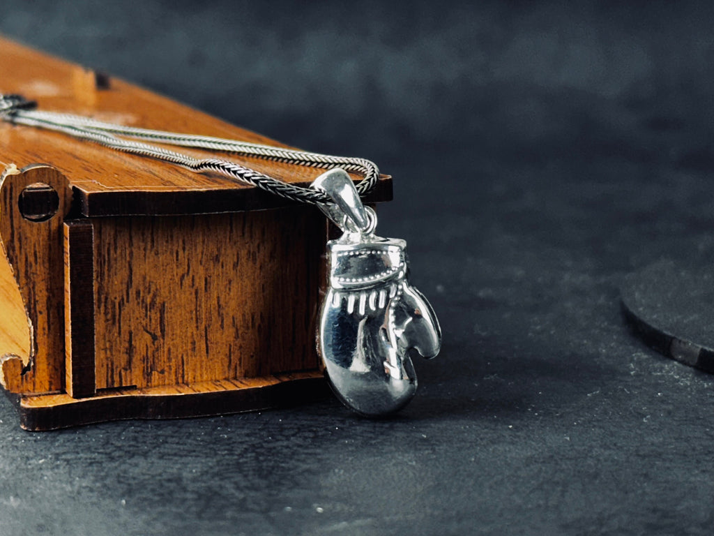 Boxing Glove Necklace - Silver Pendant on Chain