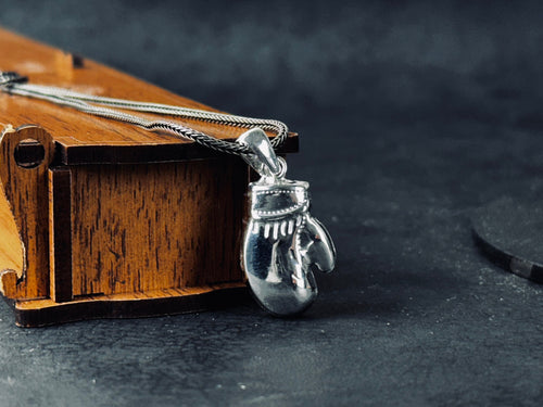 Boxing Glove Necklace - Silver Pendant on Chain